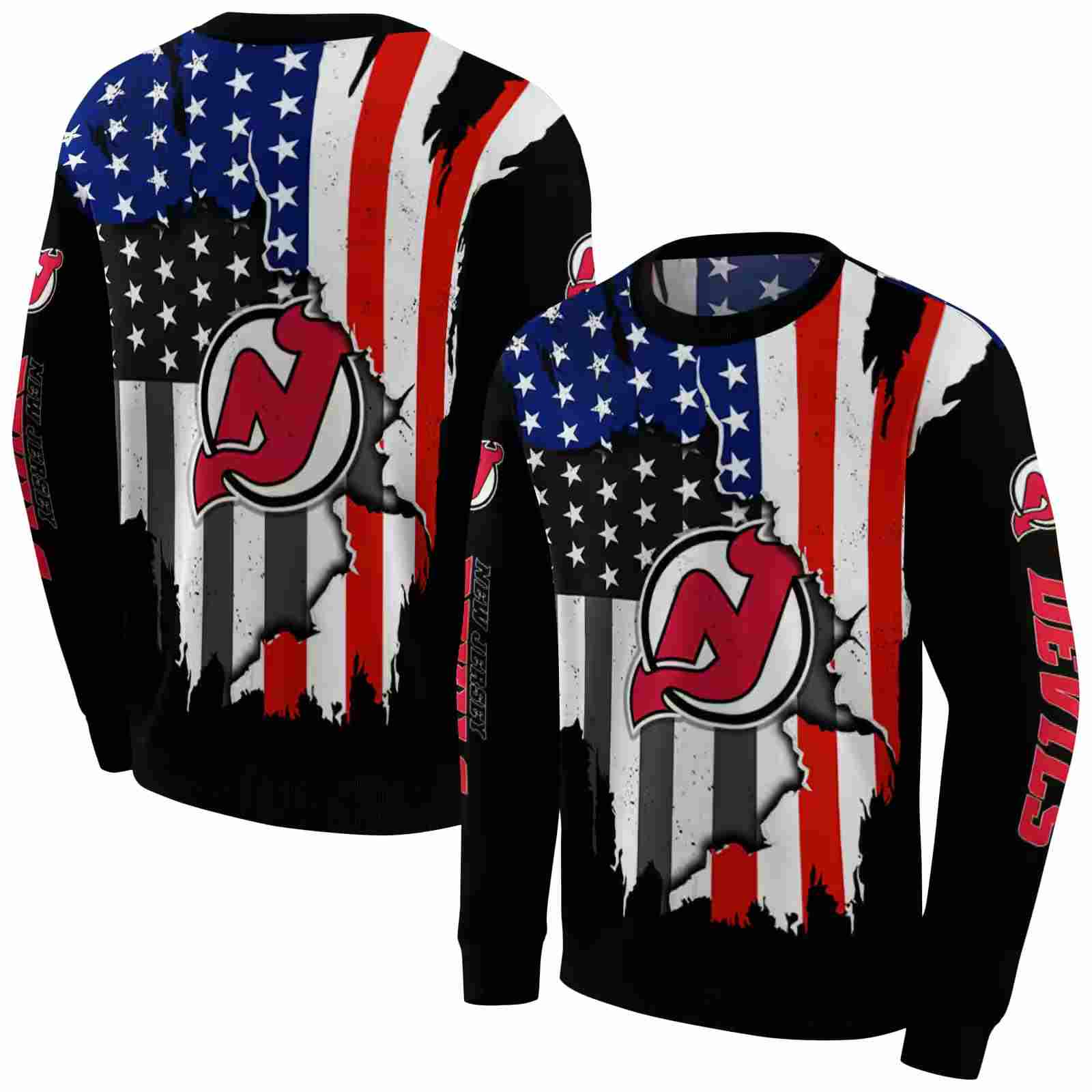 new jersey devils american pride black hoodie premium grade