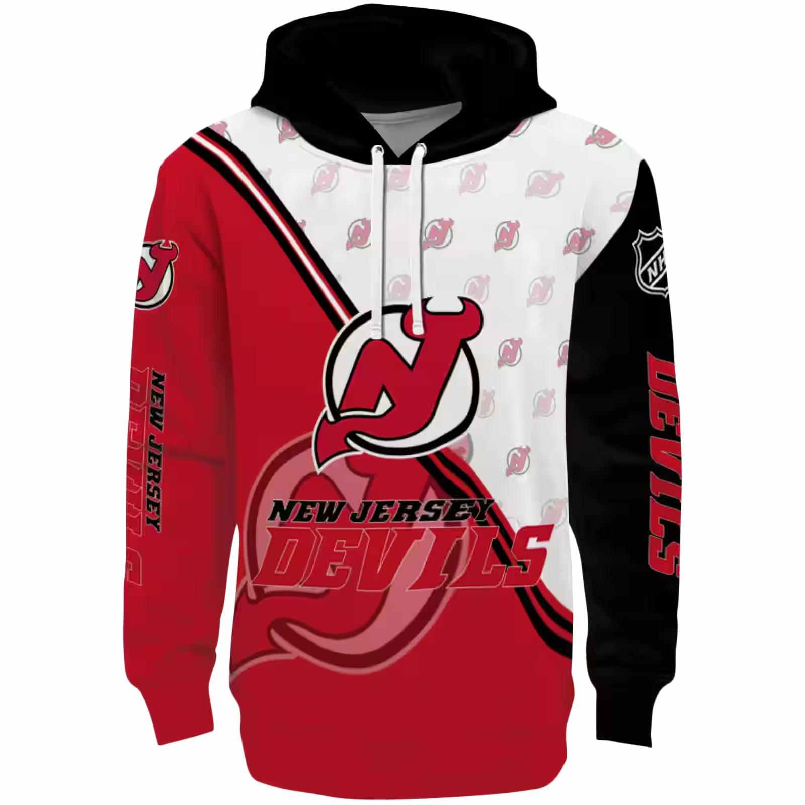 New Jersey Devils Diagonal Stripe Red White Hoodie