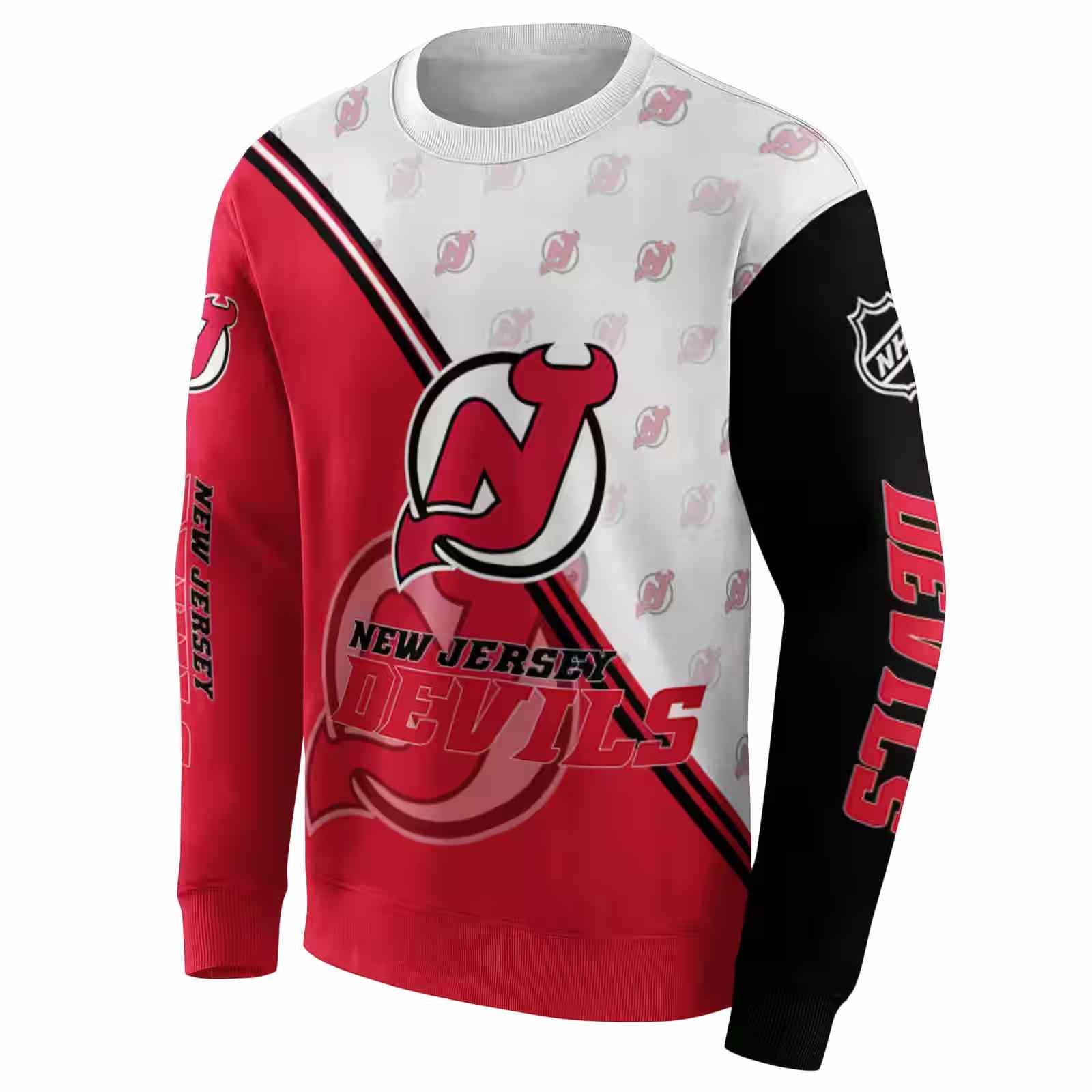 new jersey devils diagonal stripe red white hoodie new arrival