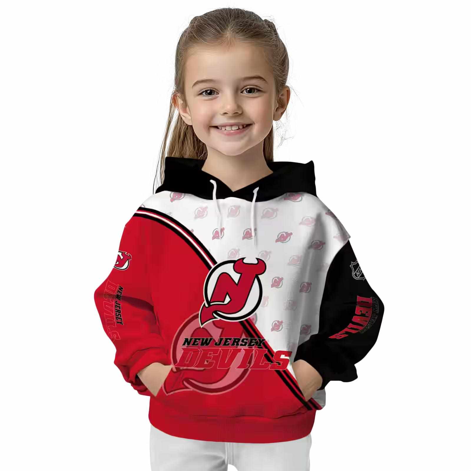 new jersey devils diagonal stripe red white hoodie top rated