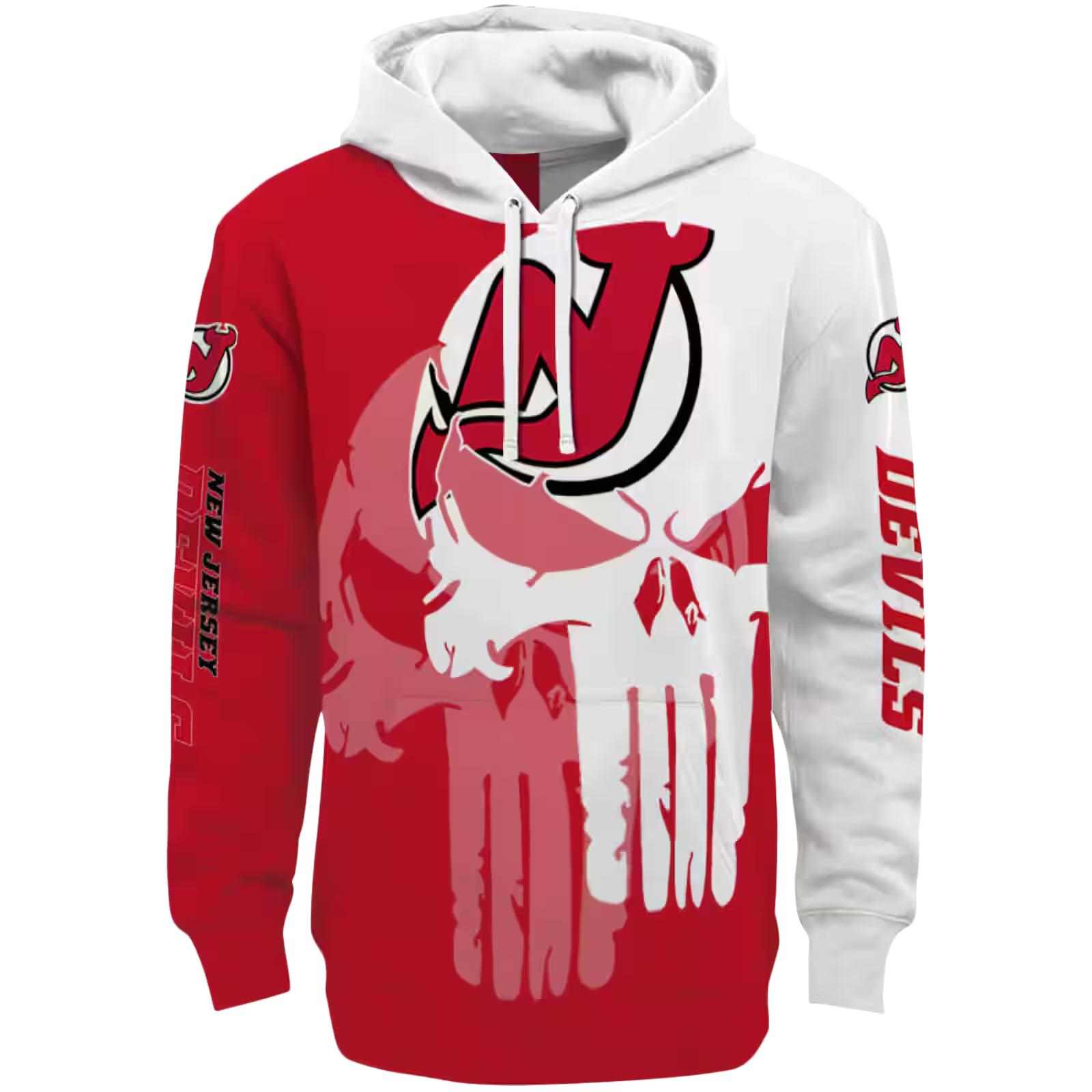 New Jersey Devils Graphic Punisher Red White Hoodie