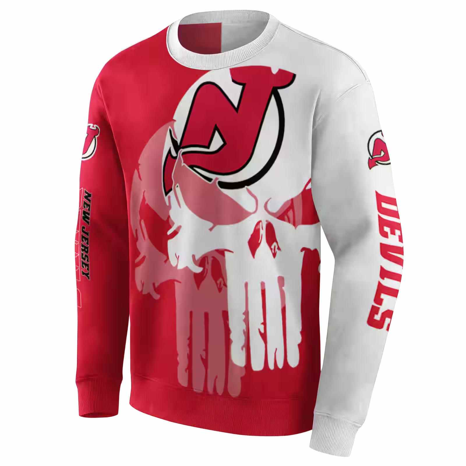 new jersey devils graphic punisher red white hoodie new arrival