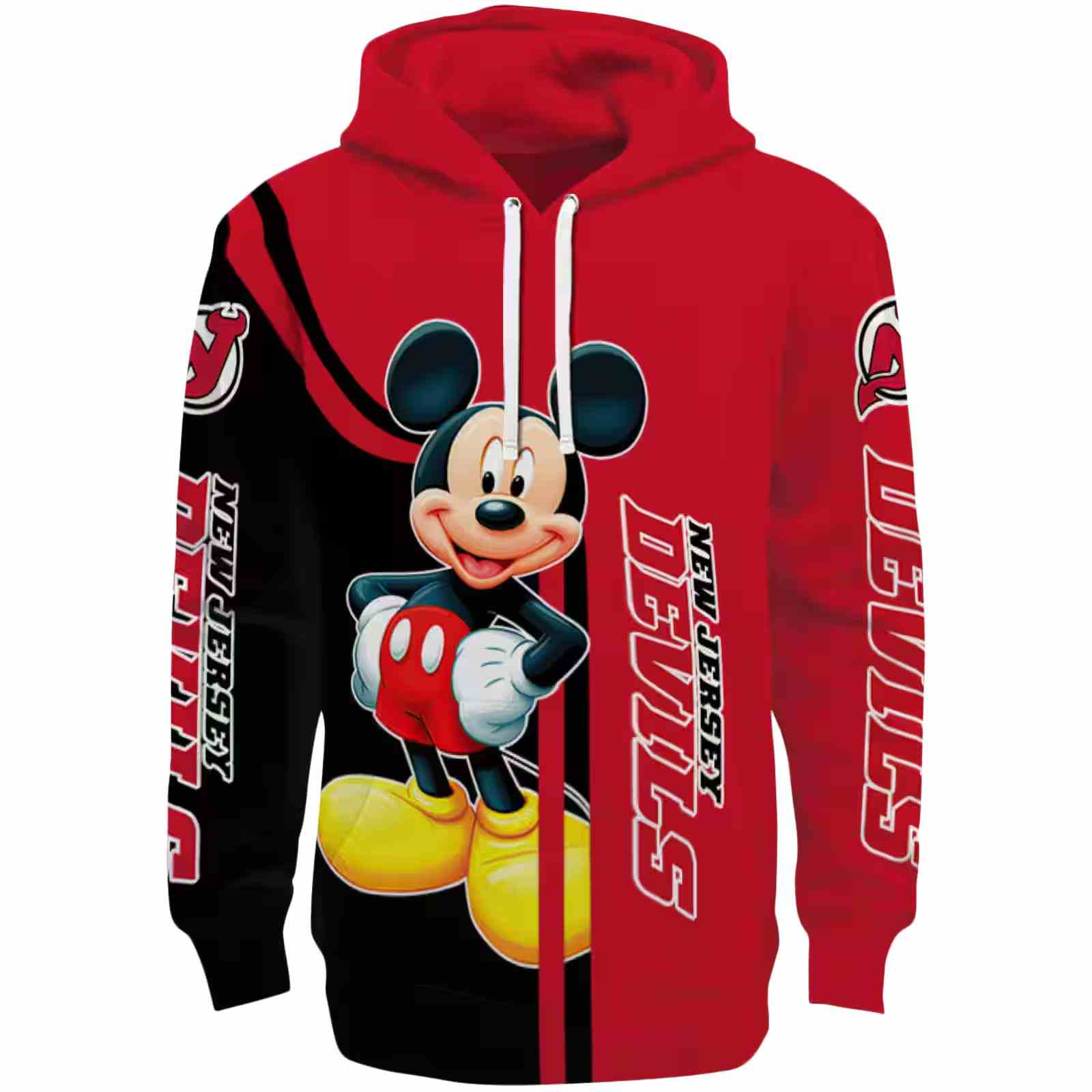 New Jersey Devils Mickey Mouse Red Black Hoodie