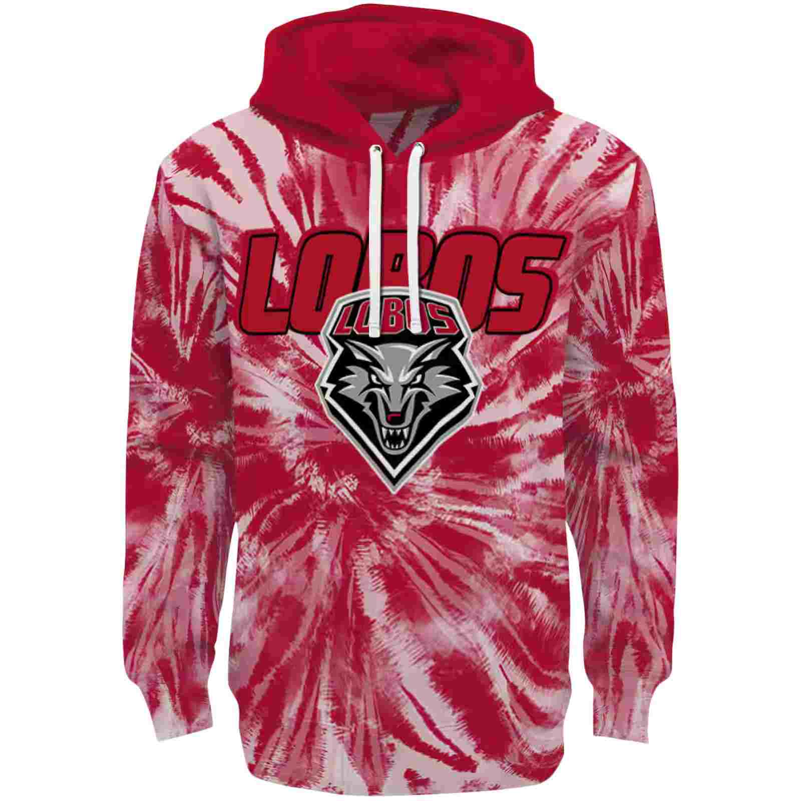 New Mexico Lobos Tie Dye Pattern Red Hoodie