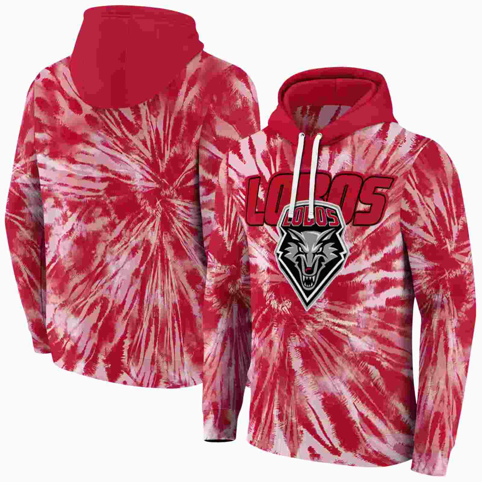 new mexico lobos tie dye pattern red hoodie fashion forward