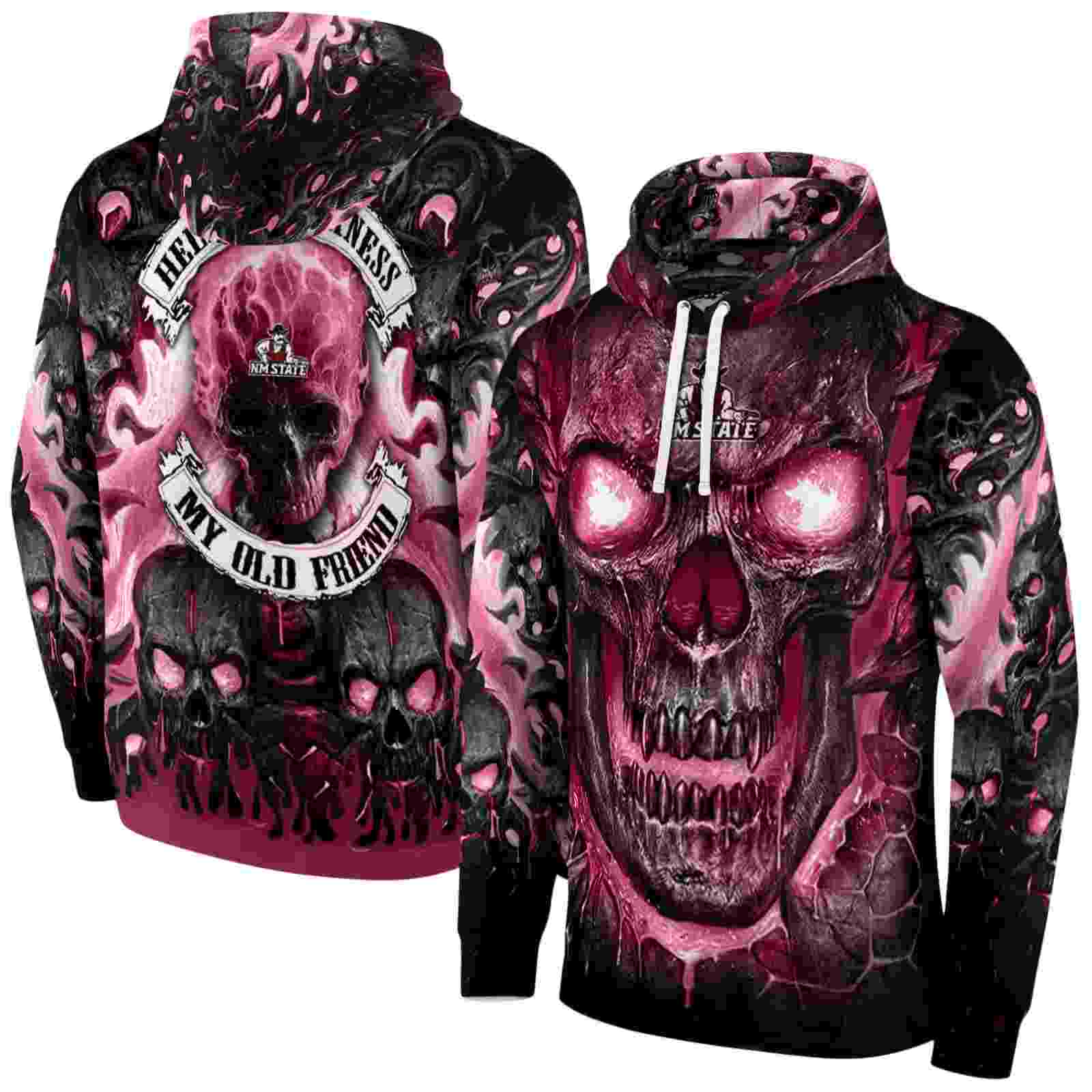new mexico state aggies demonic skull crimson black hoodie fashion forward