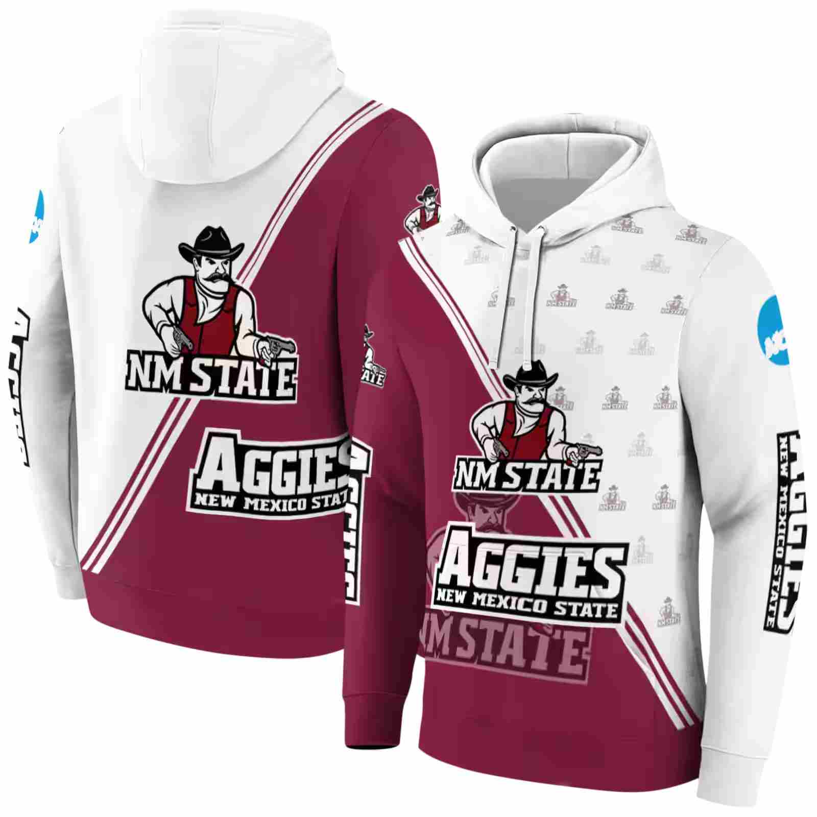 new mexico state aggies diagonal stripe crimson white hoodie fashion forward