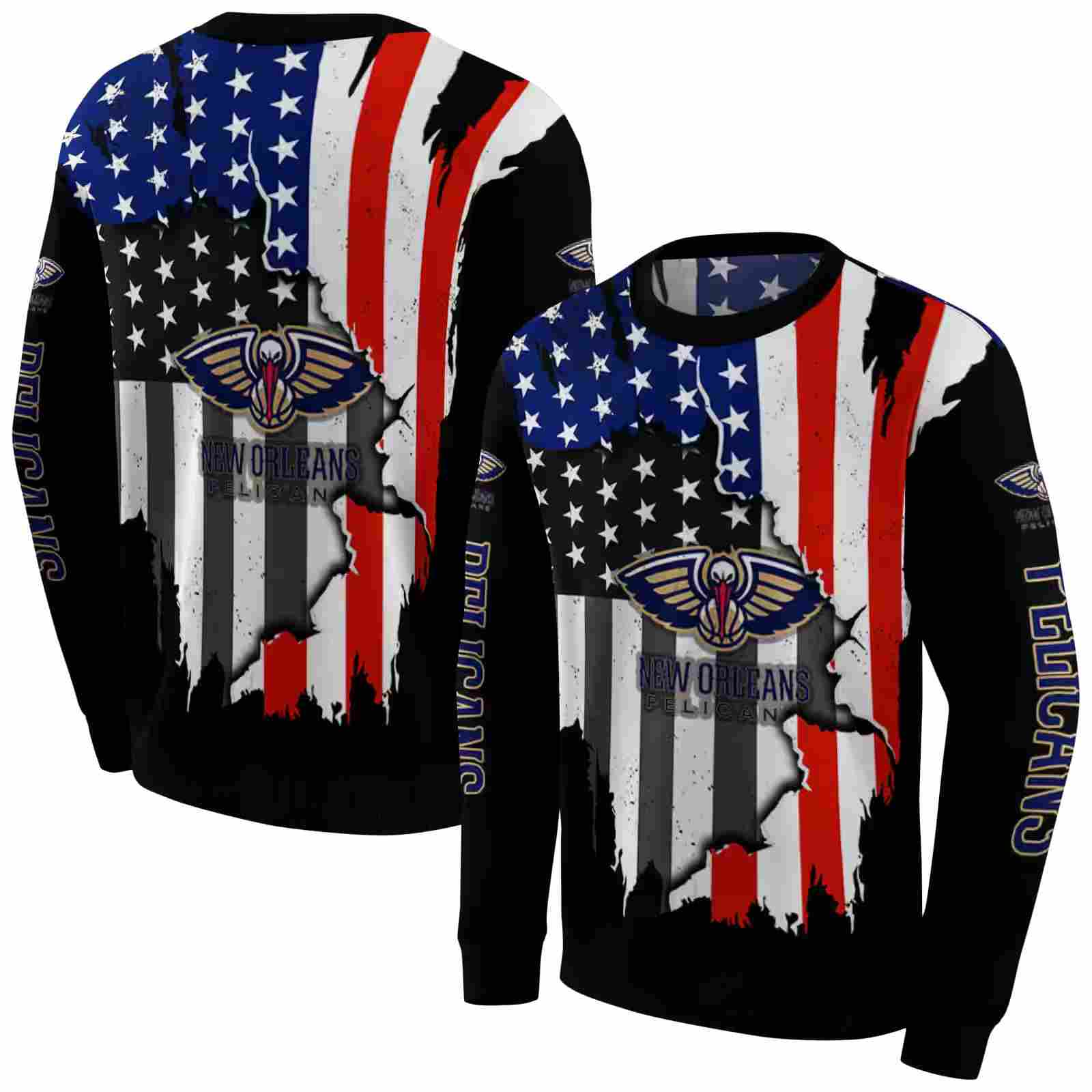 new orleans pelicans american pride black hoodie premium grade