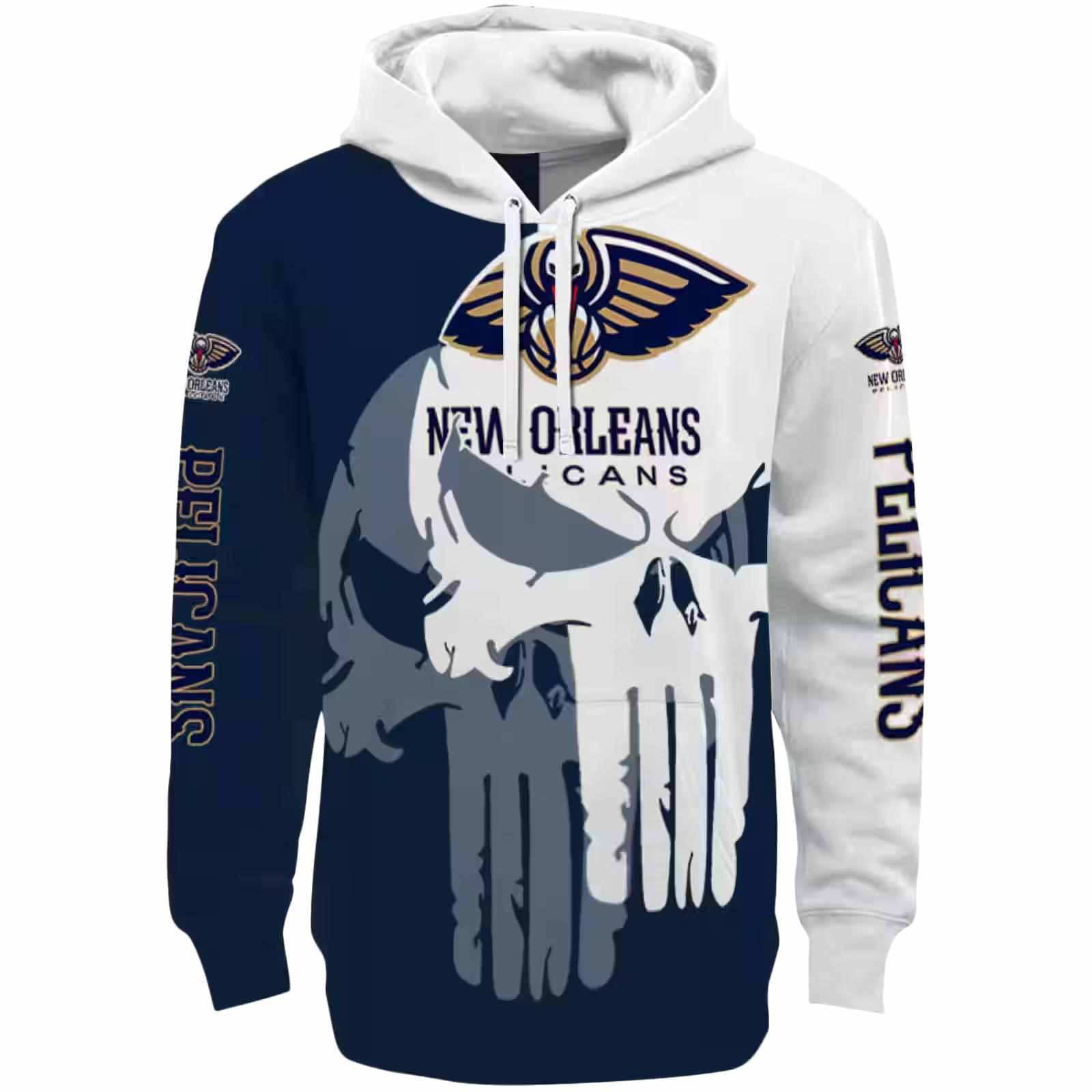 New Orleans Pelicans Graphic Punisher Navy White Hoodie