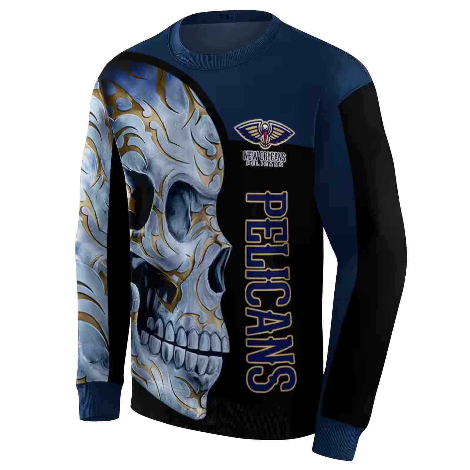 new orleans pelicans skull motif navy black hoodie new arrival