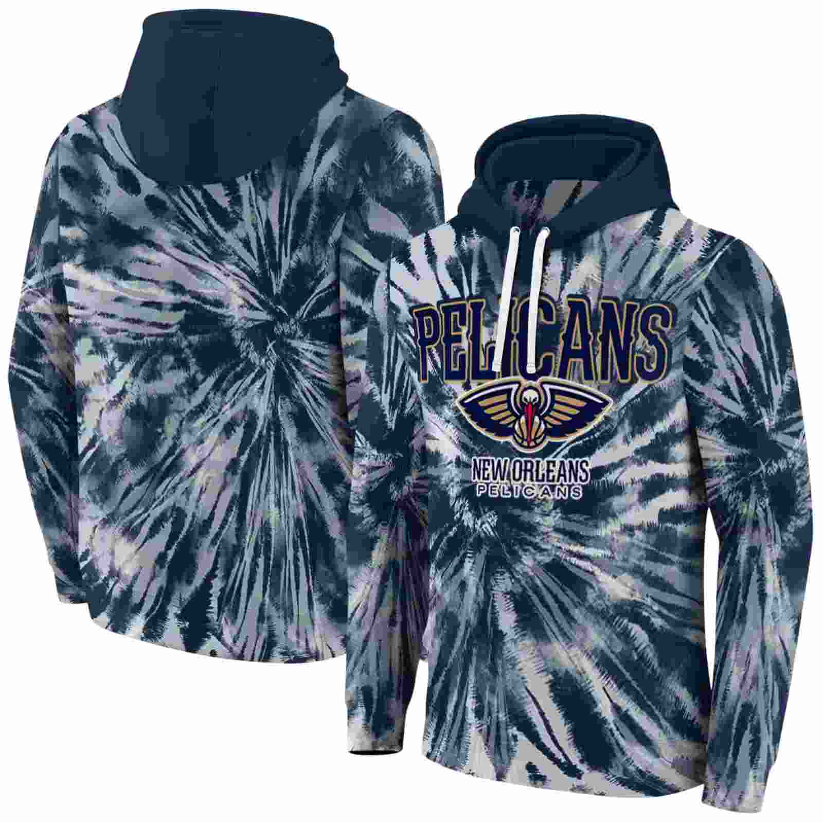 new orleans pelicans tie dye pattern navy hoodie fashion forward