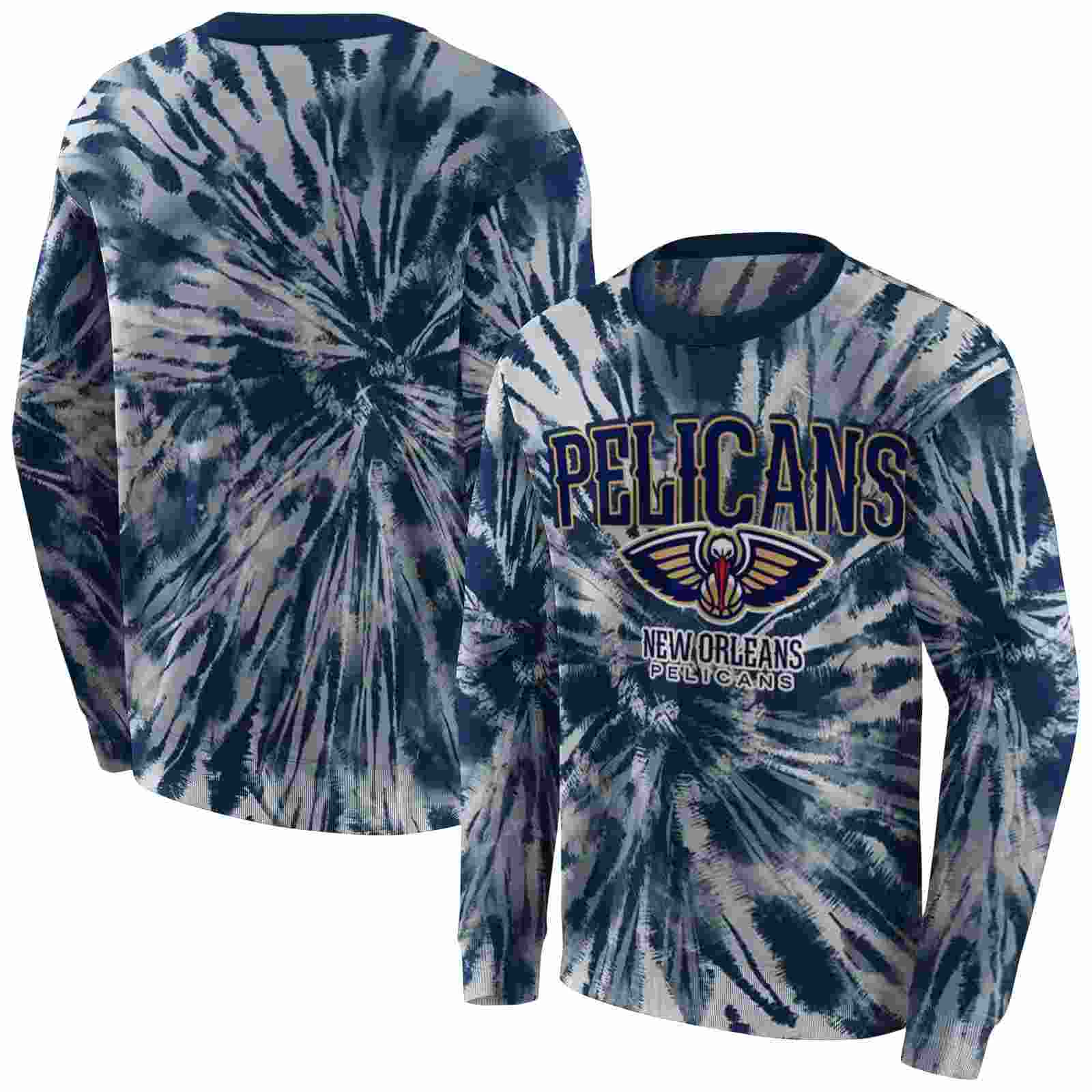 new orleans pelicans tie dye pattern navy hoodie premium grade