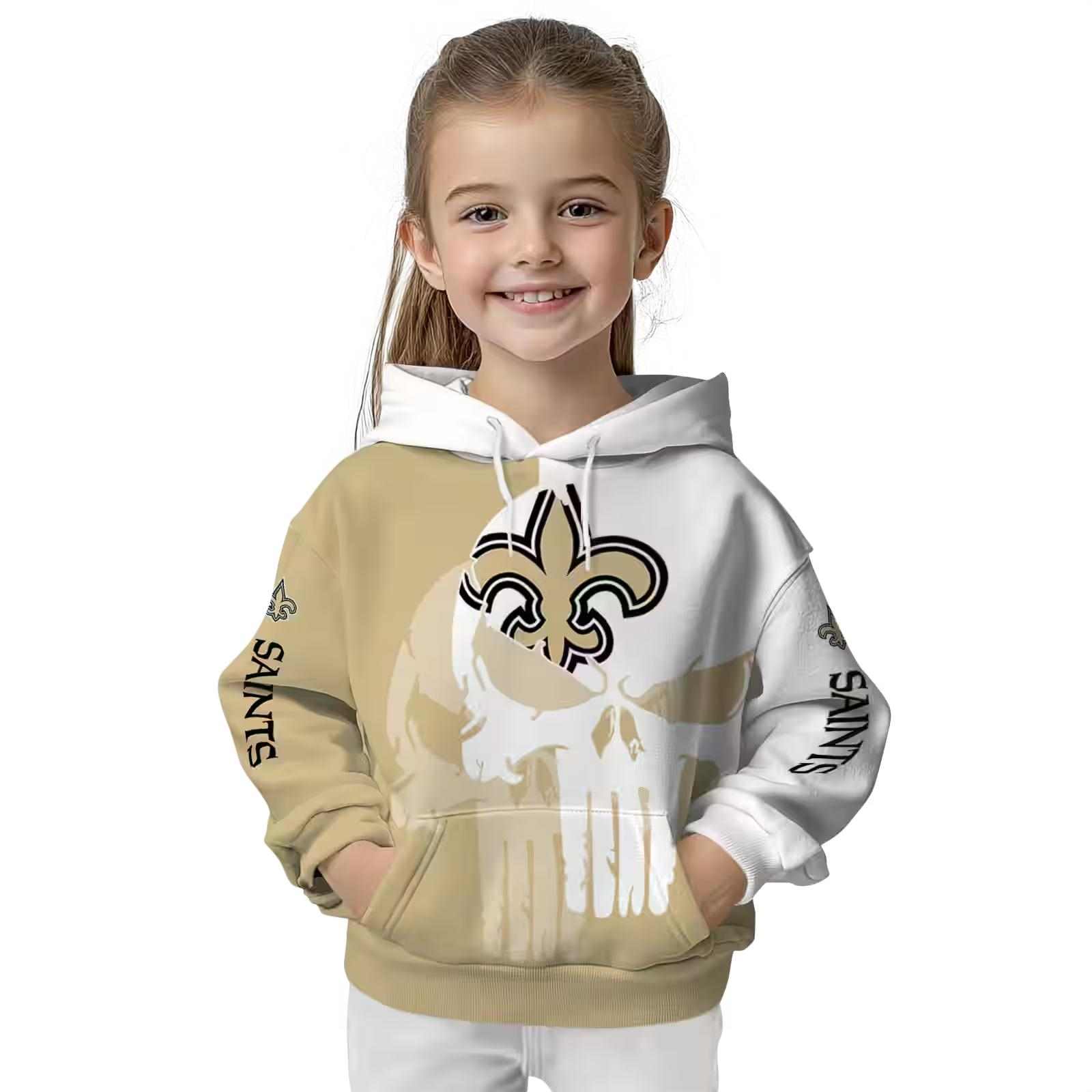 new orleans saints graphic punisher gold white hoodie top rated