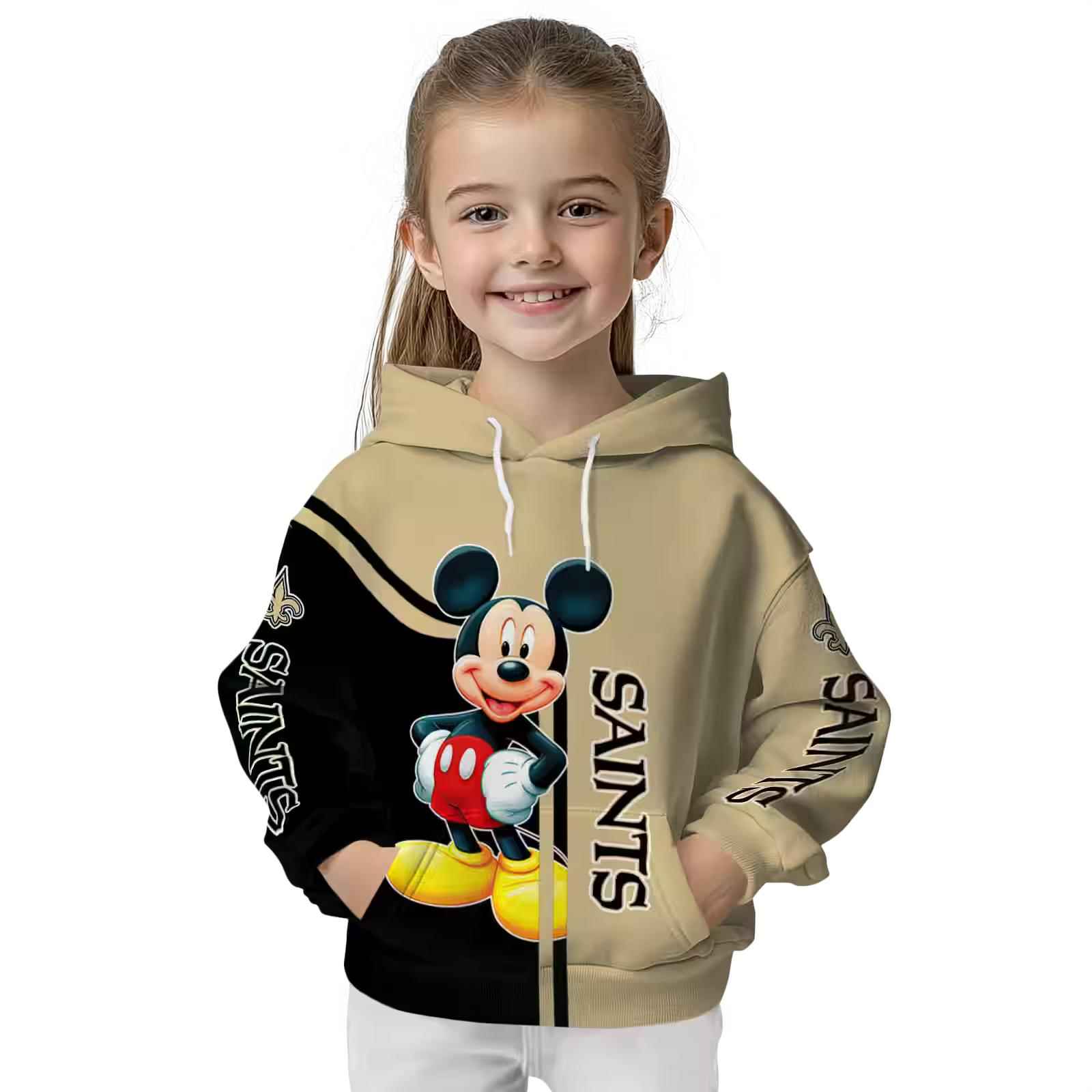 new orleans saints mickey mouse gold black hoodie top rated