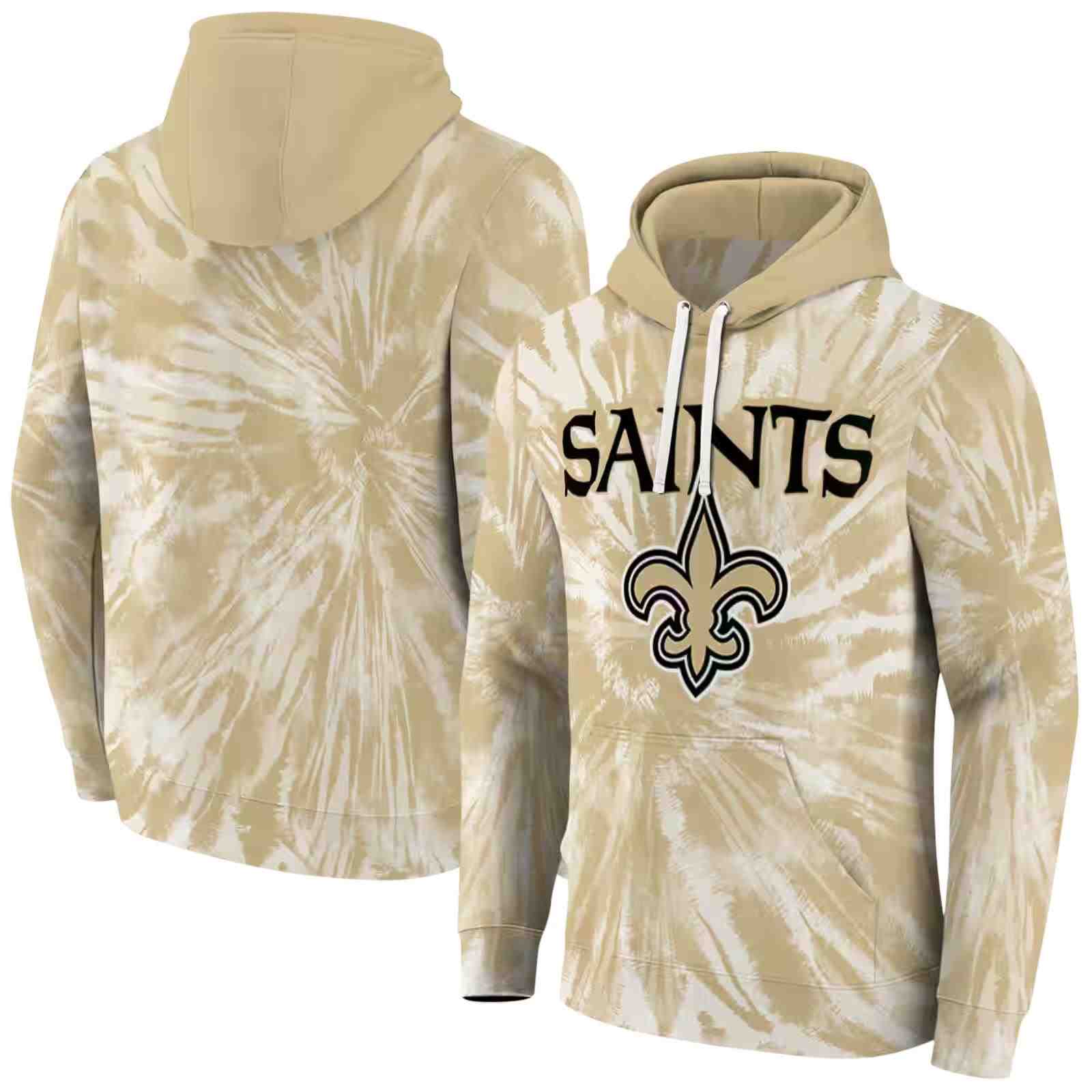 new orleans saints tie dye pattern gold hoodie fashion forward