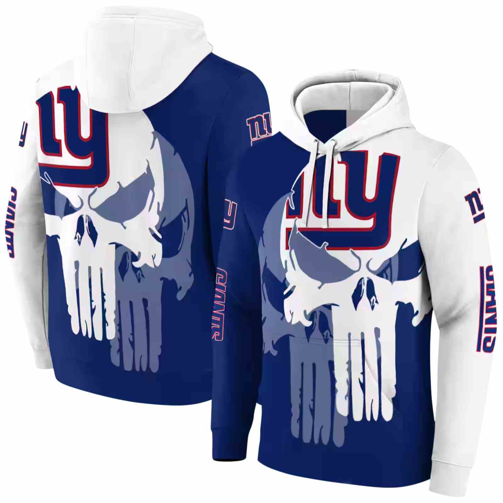 new york giants graphic punisher blue white hoodie fashion forward