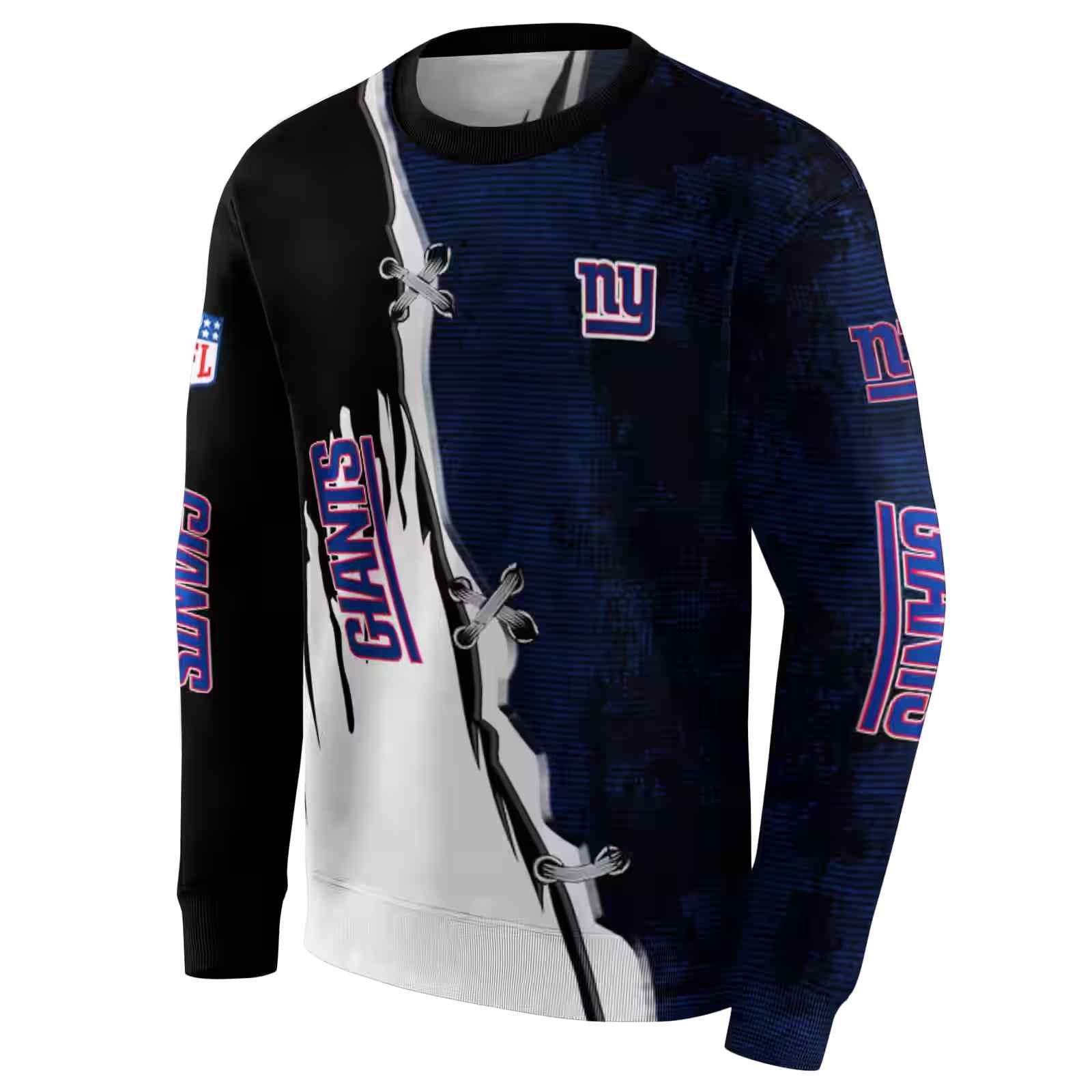 new york giants ripped pattern blue black white hoodie new arrival