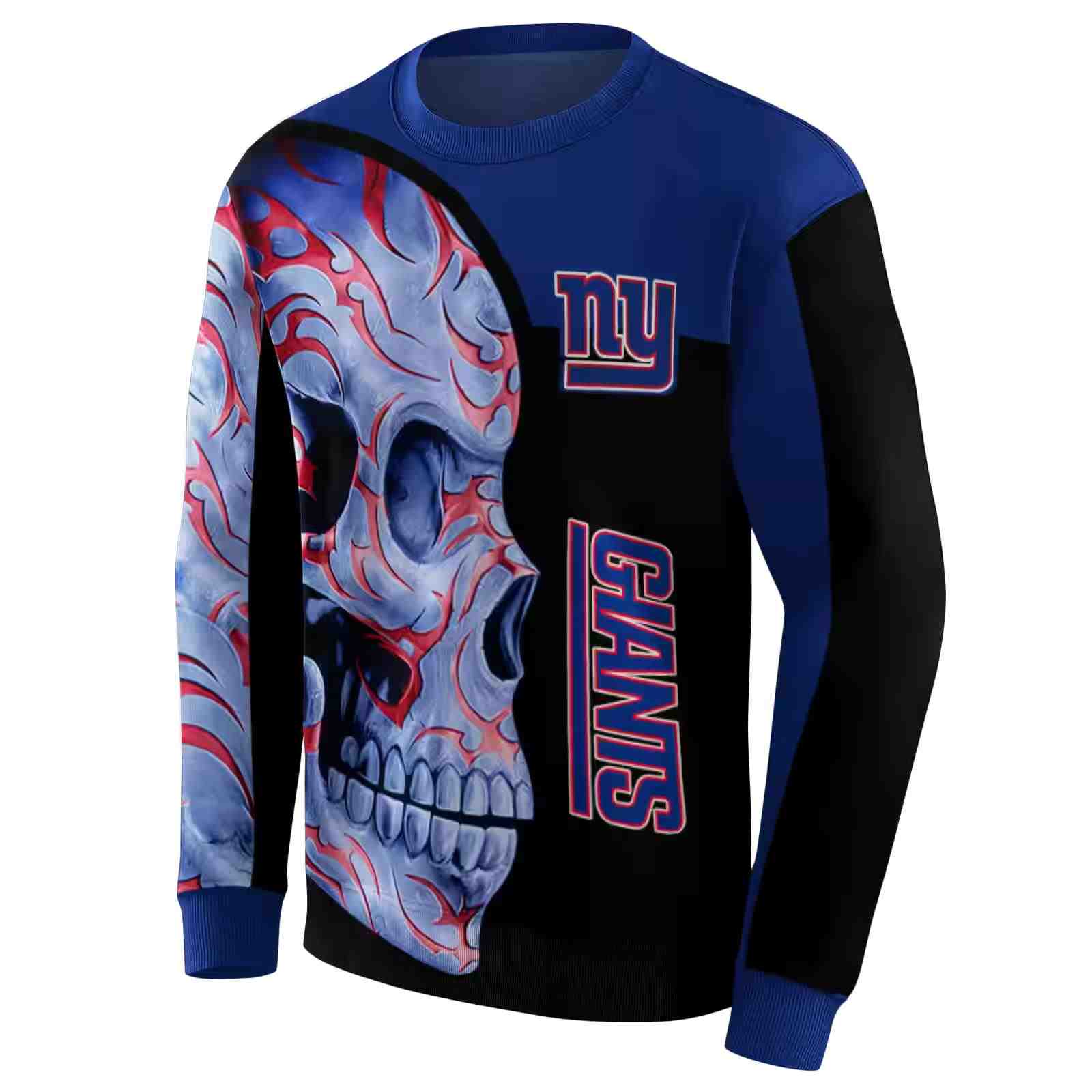 new york giants skull motif blue black hoodie new arrival