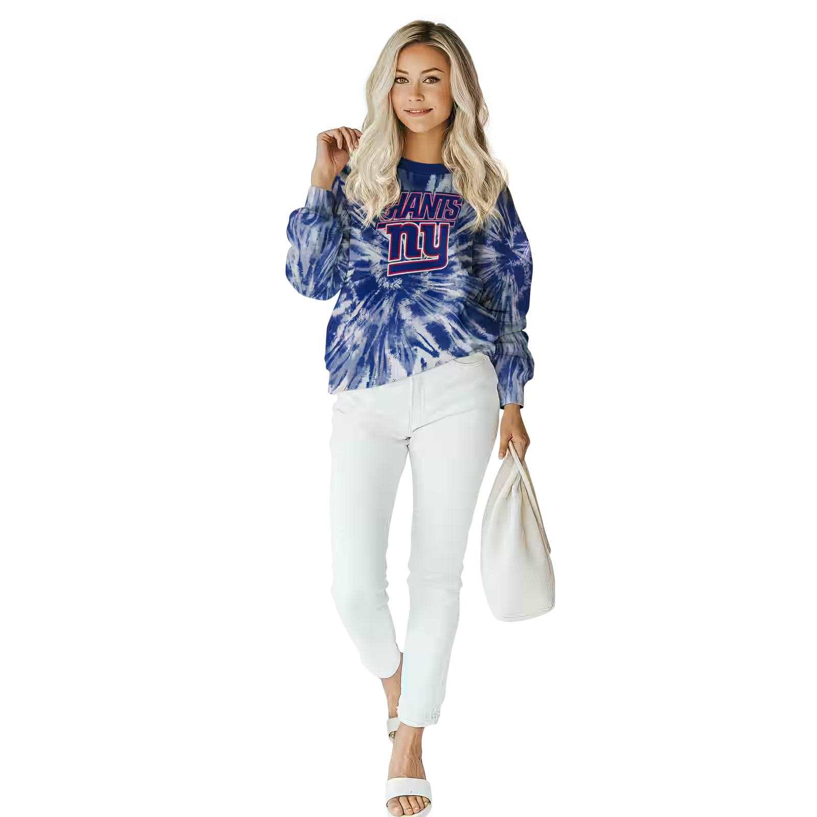 new york giants tie dye pattern blue hoodie trendy