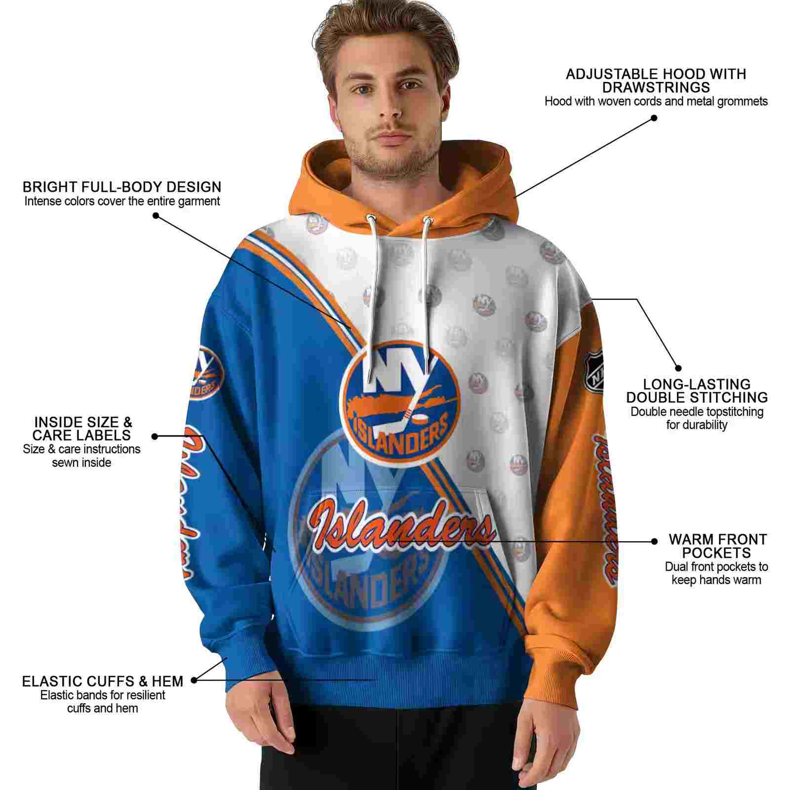 new york islanders diagonal stripe blue white hoodie latest model