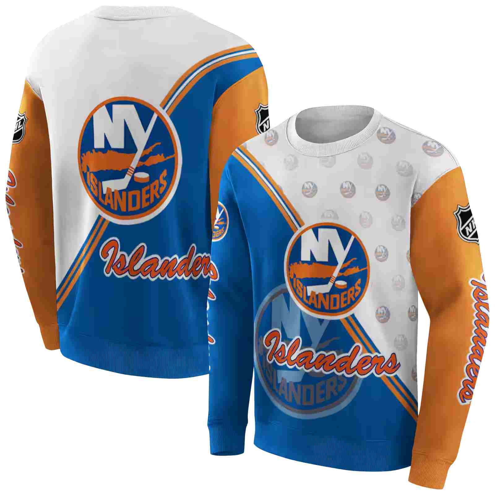 new york islanders diagonal stripe blue white hoodie premium grade