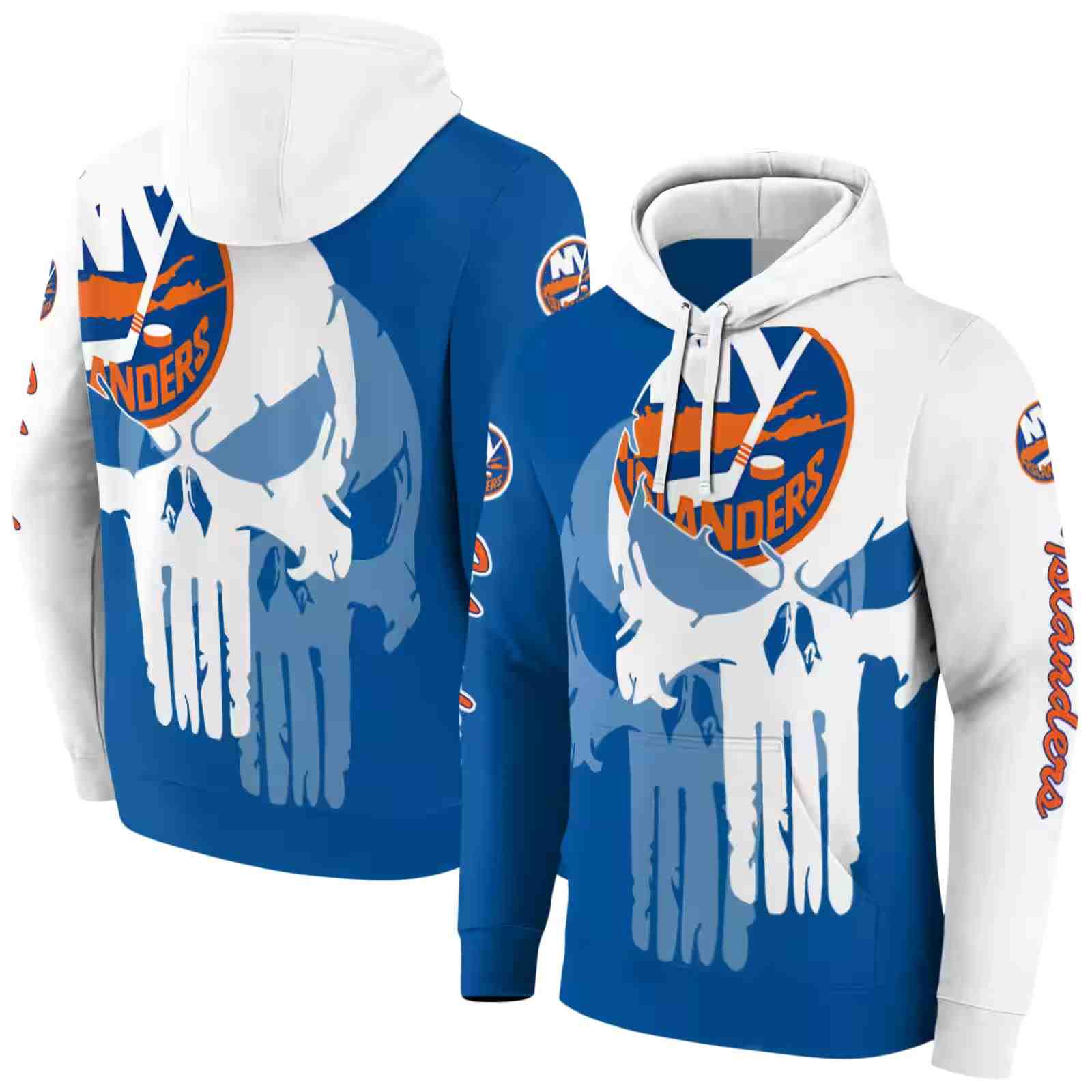 new york islanders graphic punisher blue white hoodie fashion forward