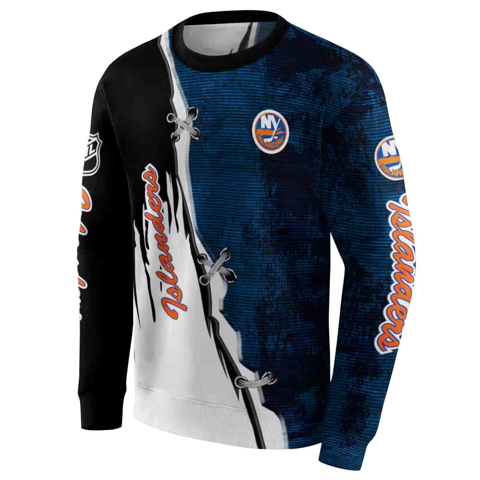 new york islanders ripped pattern blue black white hoodie new arrival