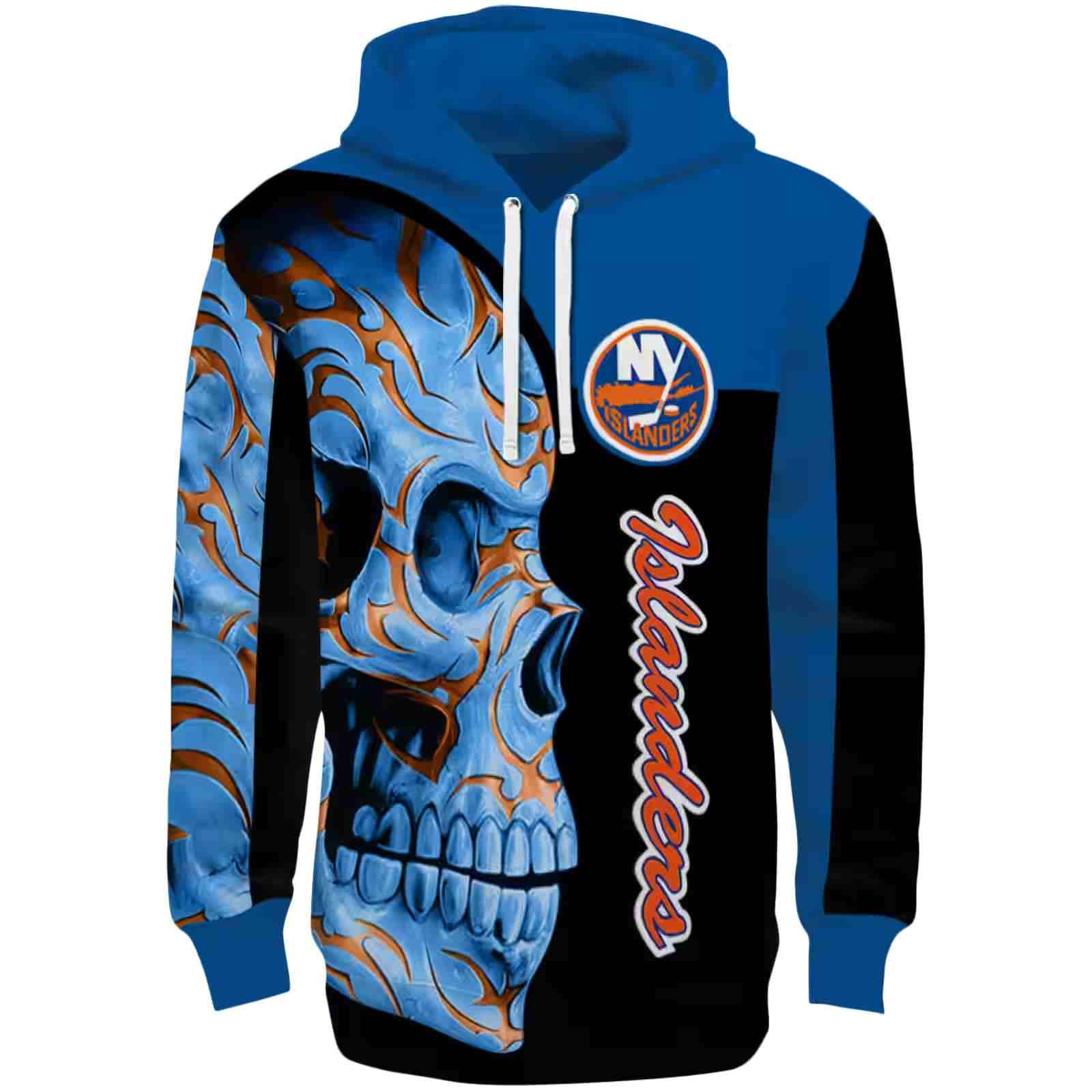 New York Islanders Skull Motif Blue Black Hoodie