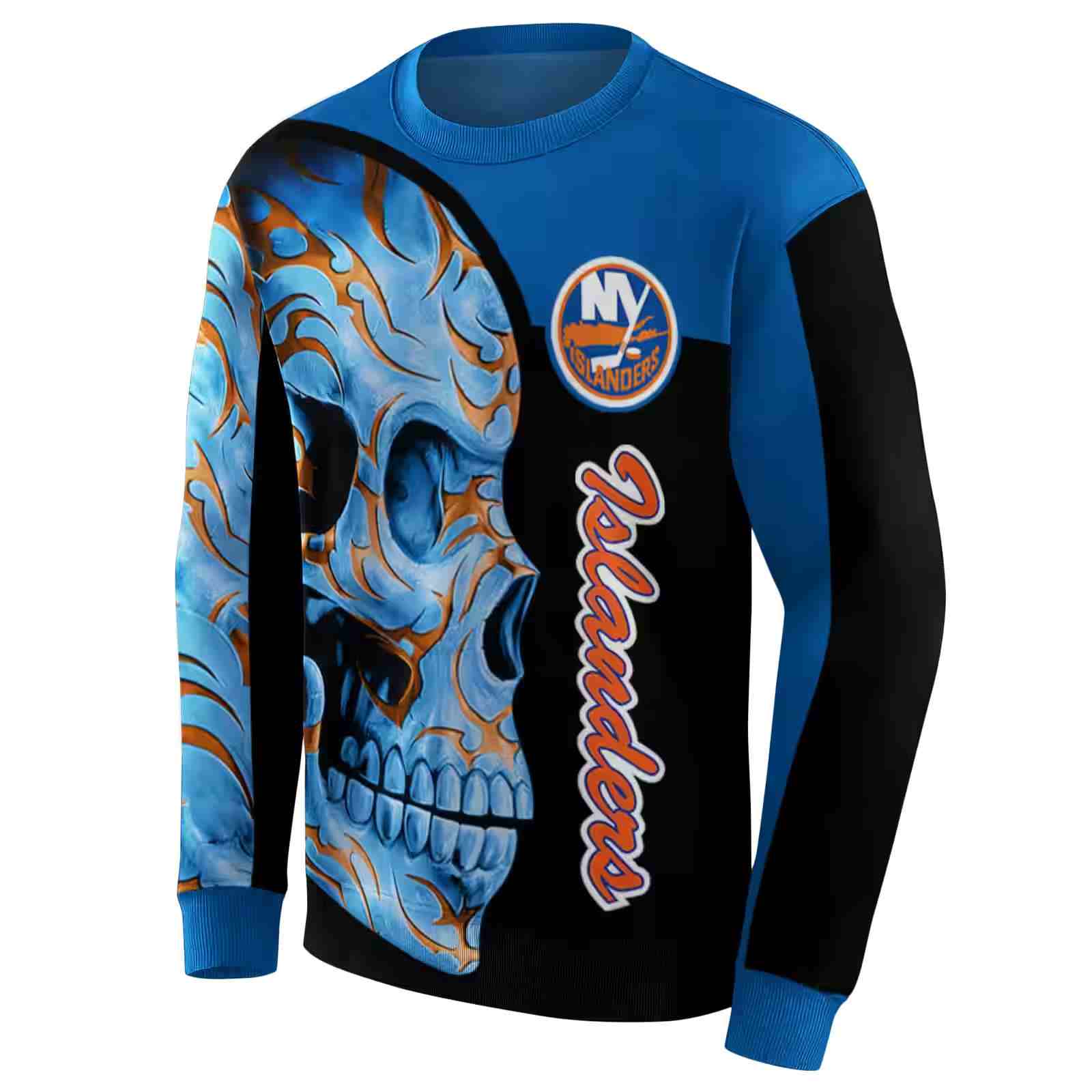 new york islanders skull motif blue black hoodie new arrival