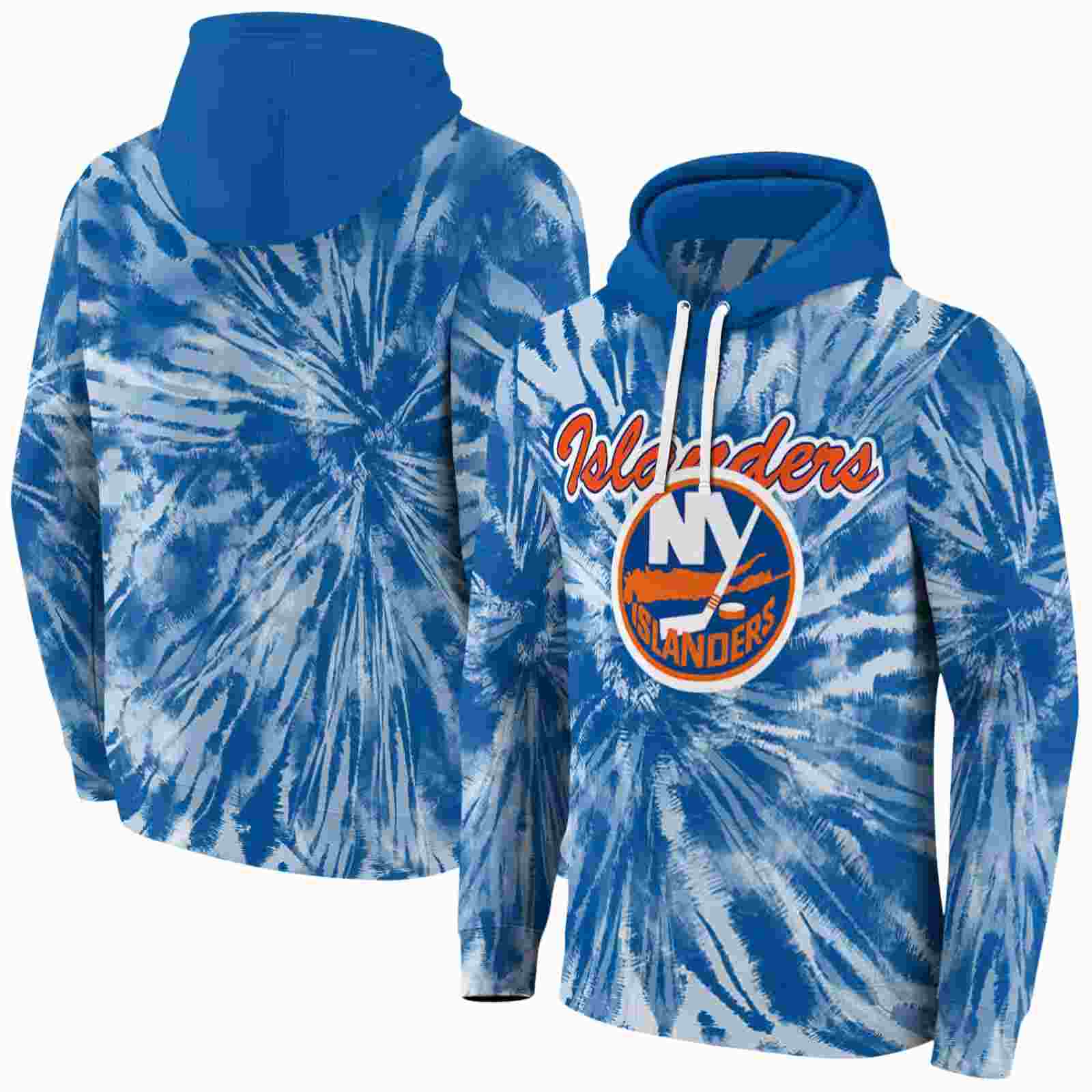 new york islanders tie dye pattern blue hoodie fashion forward