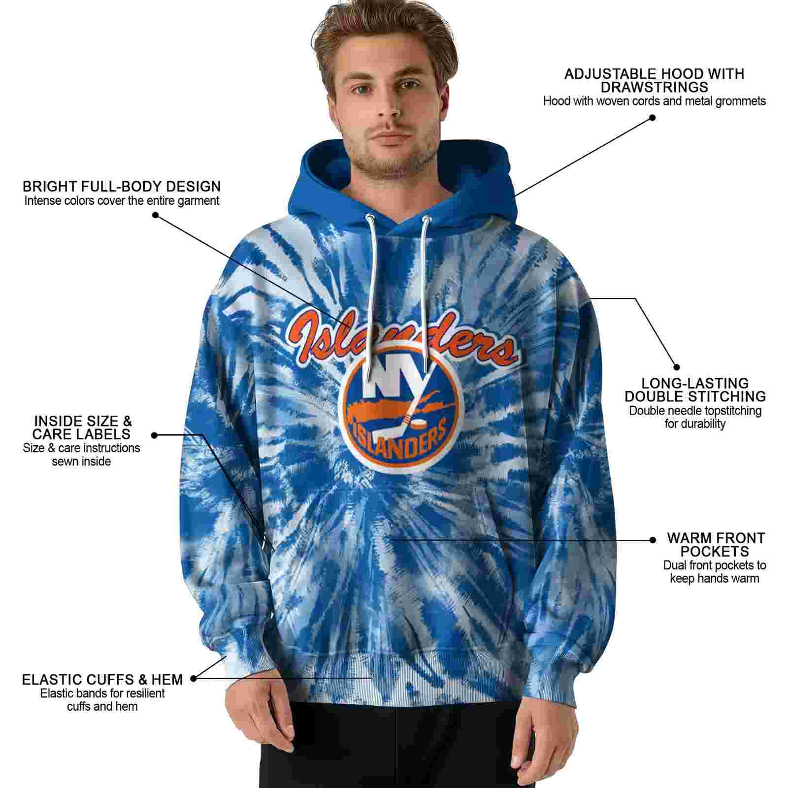 new york islanders tie dye pattern blue hoodie latest model