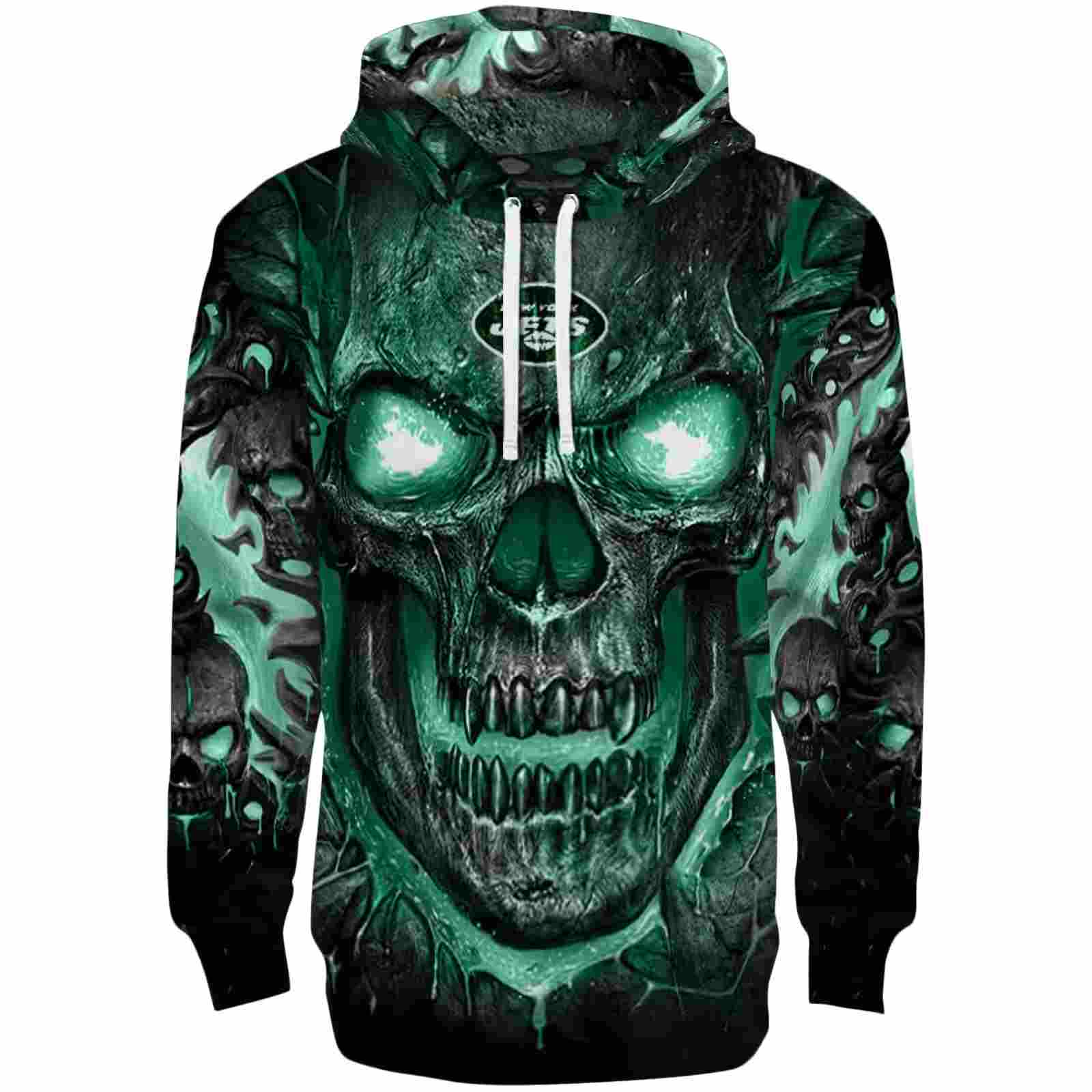 New York Jets Demonic Skull Green Black Hoodie