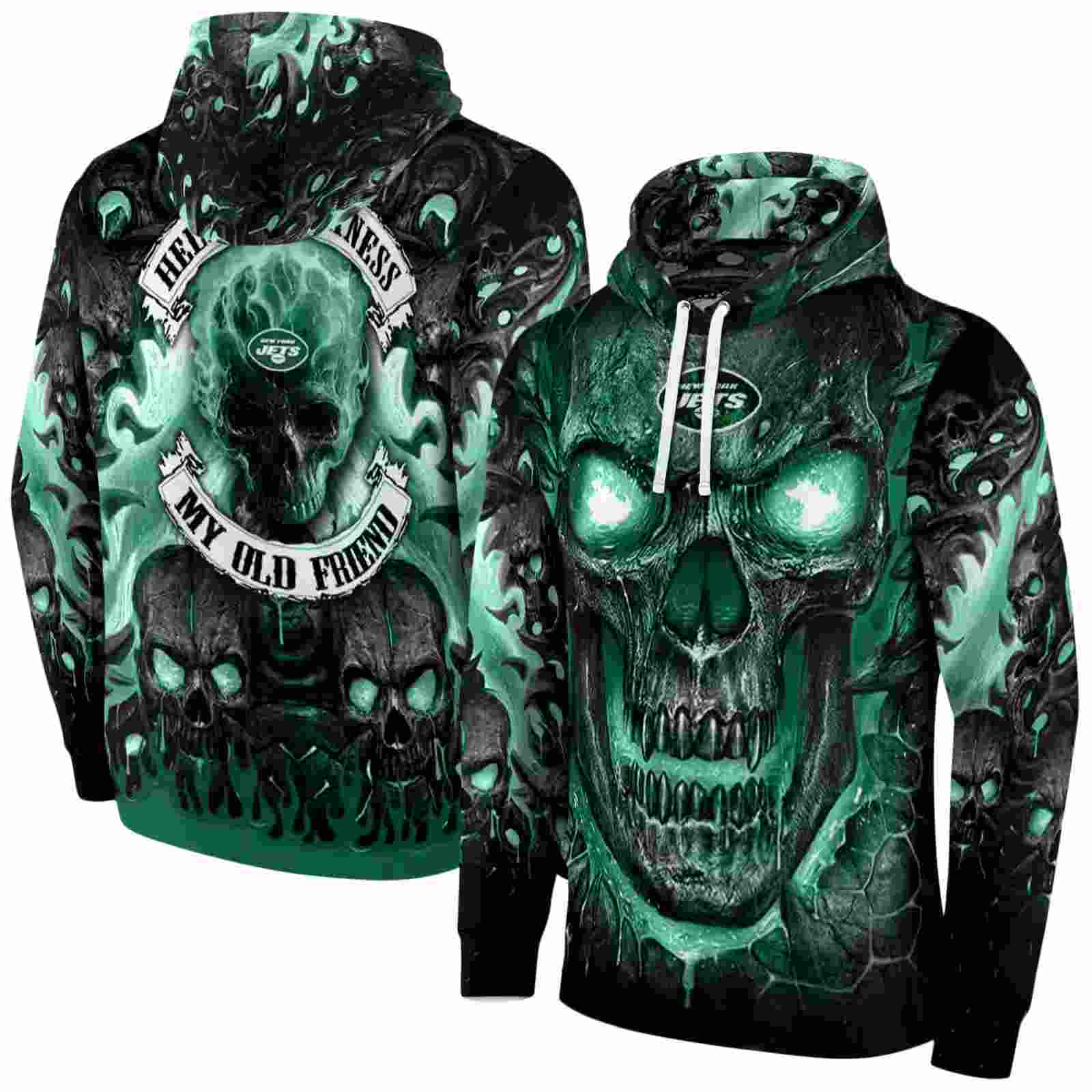 new york jets demonic skull green black hoodie fashion forward