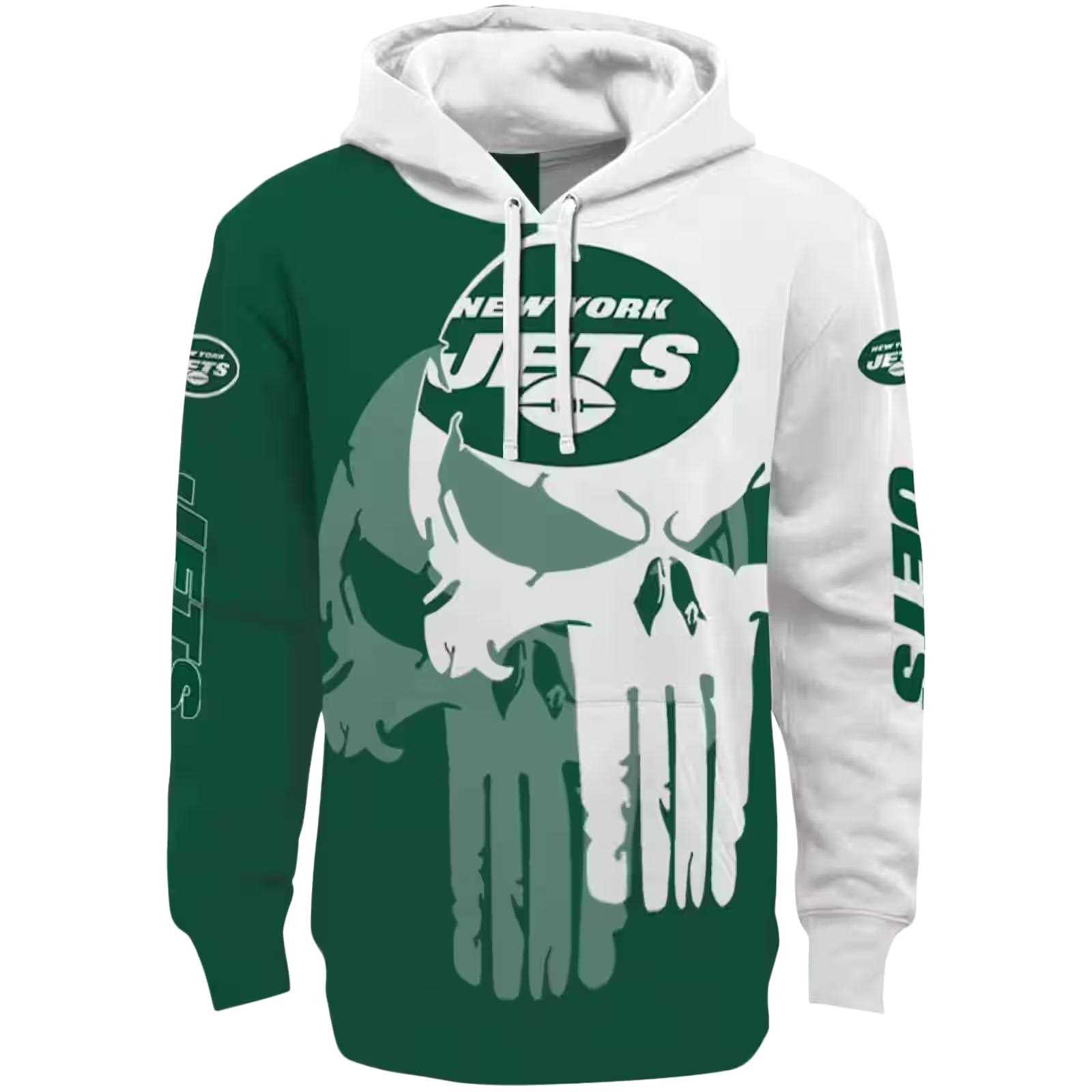 New York Jets Graphic Punisher Green White Hoodie