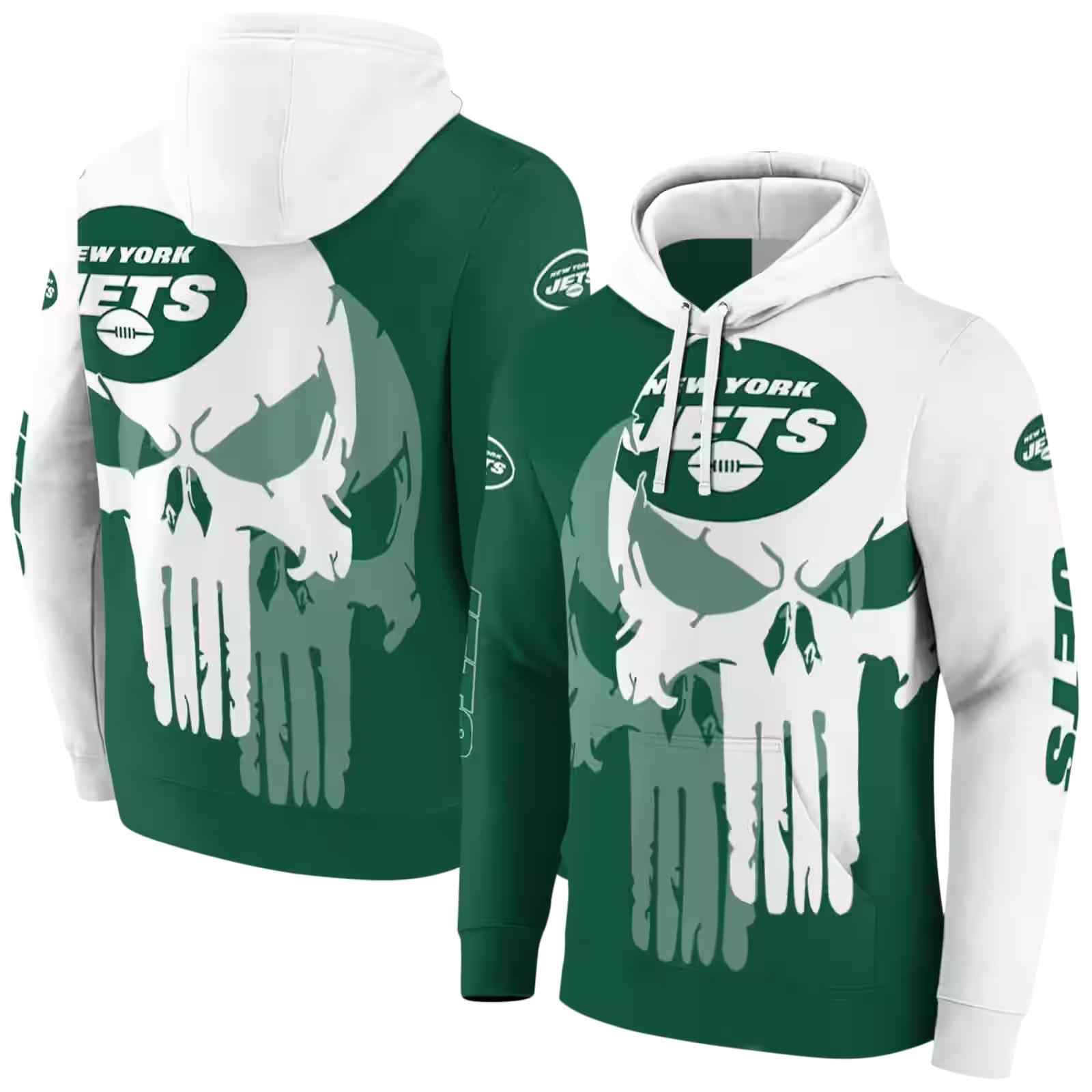 new york jets graphic punisher green white hoodie fashion forward