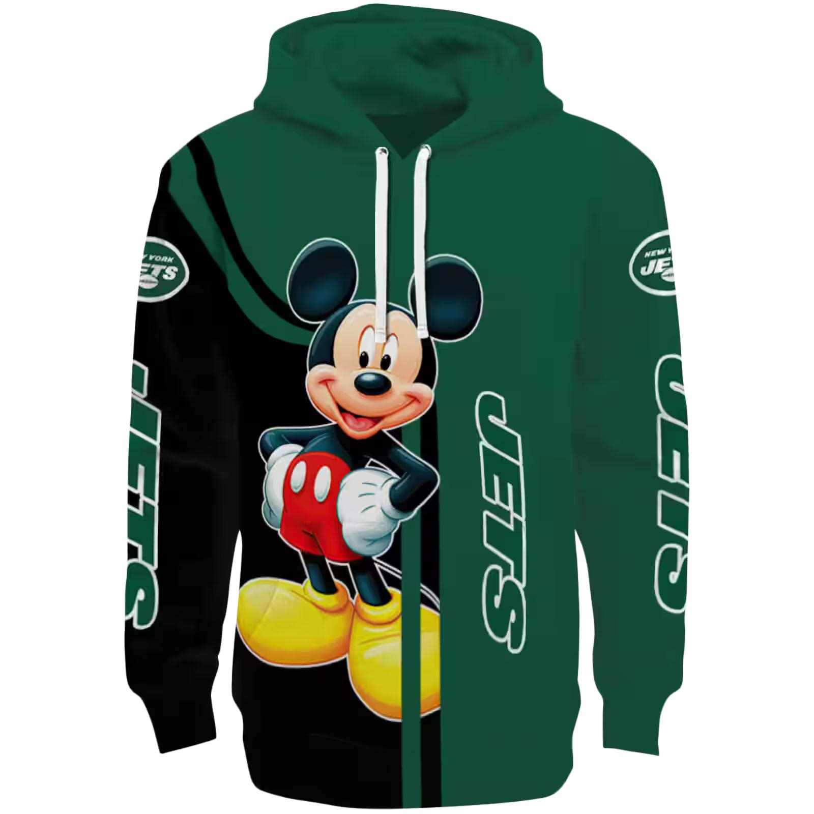 New York Jets Mickey Mouse Green Black Hoodie