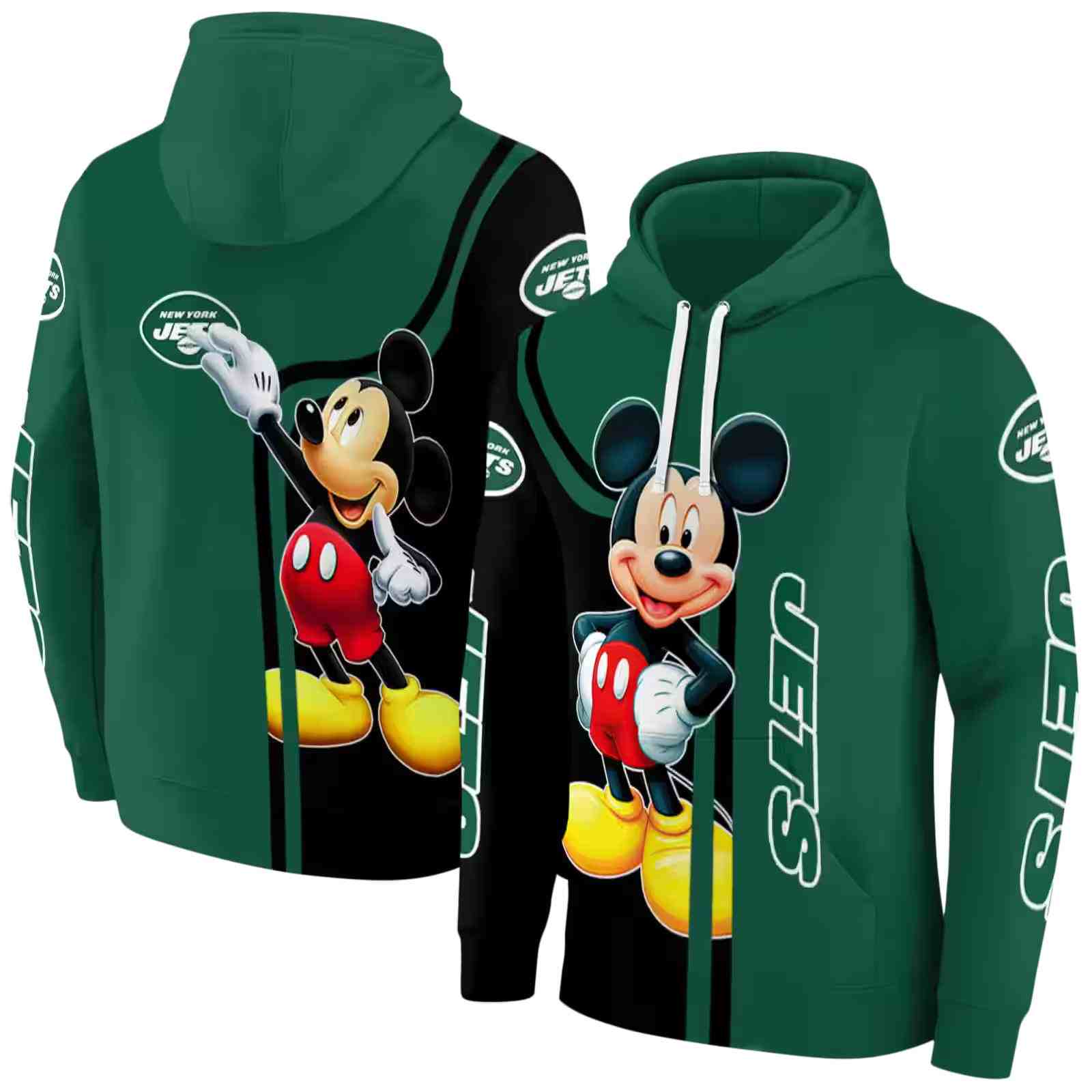 new york jets mickey mouse green black hoodie fashion forward