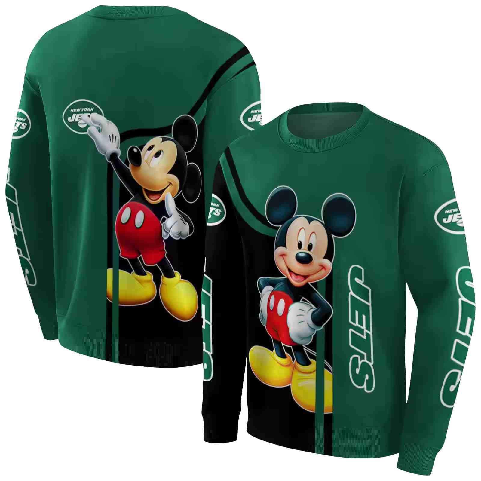 new york jets mickey mouse green black hoodie premium grade