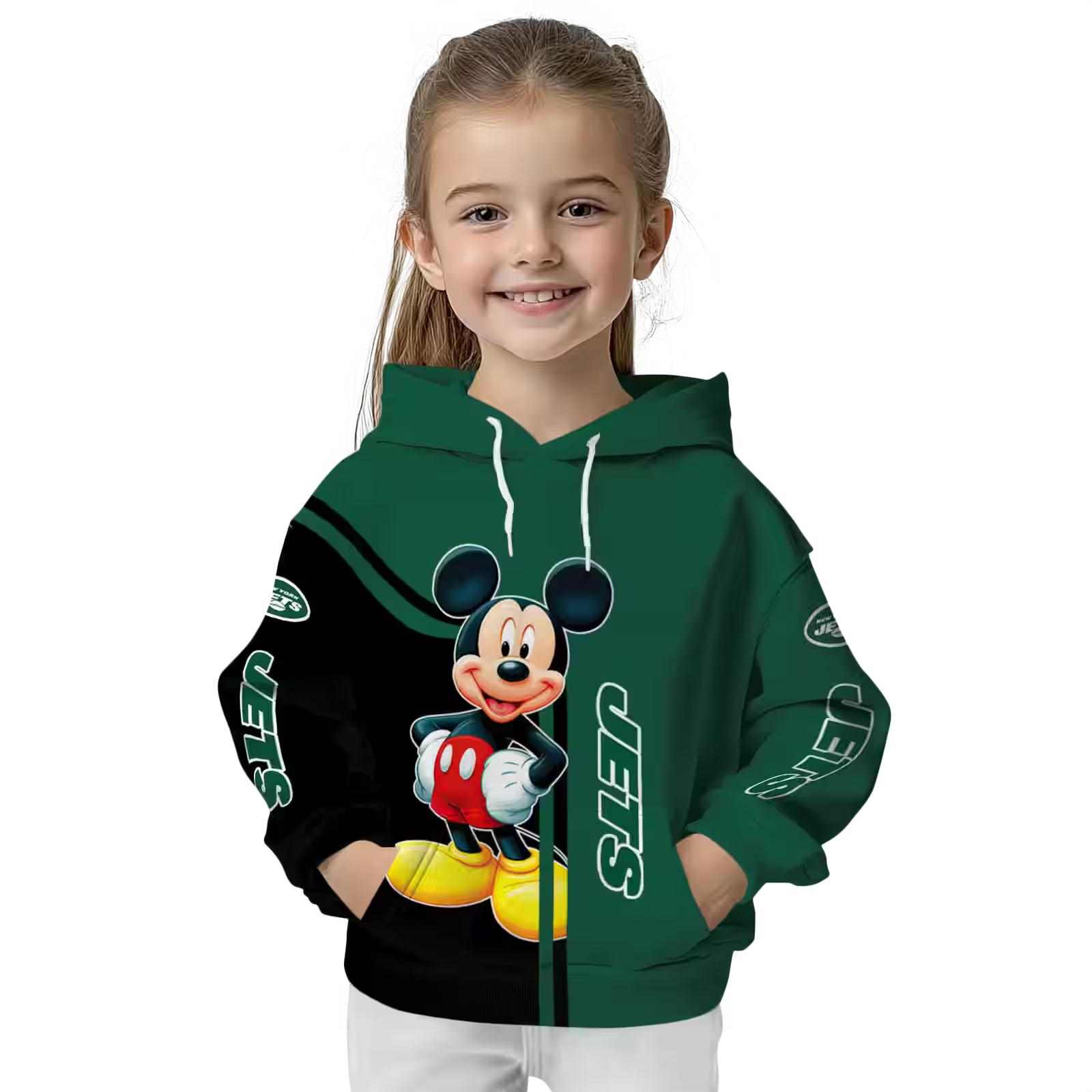 new york jets mickey mouse green black hoodie top rated