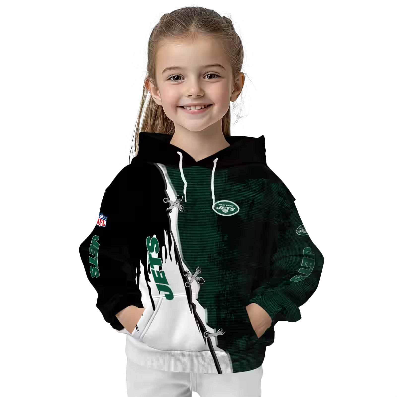 new york jets ripped pattern green black white hoodie top rated