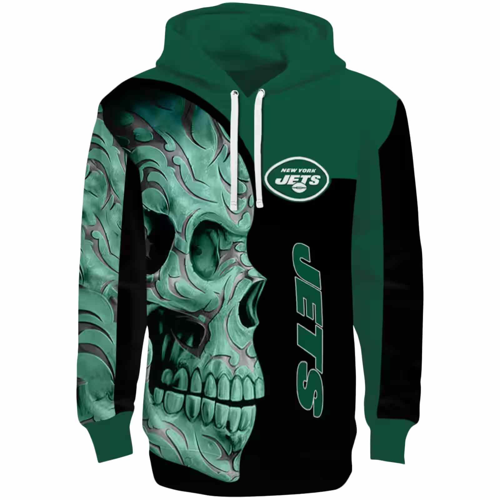 New York Jets Skull Motif Green Black Hoodie