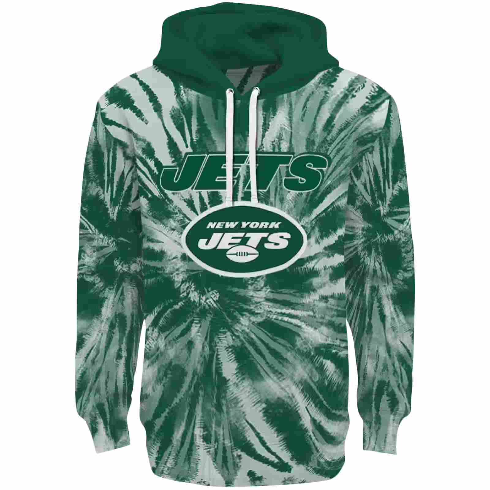 New York Jets Tie Dye Pattern Green Hoodie