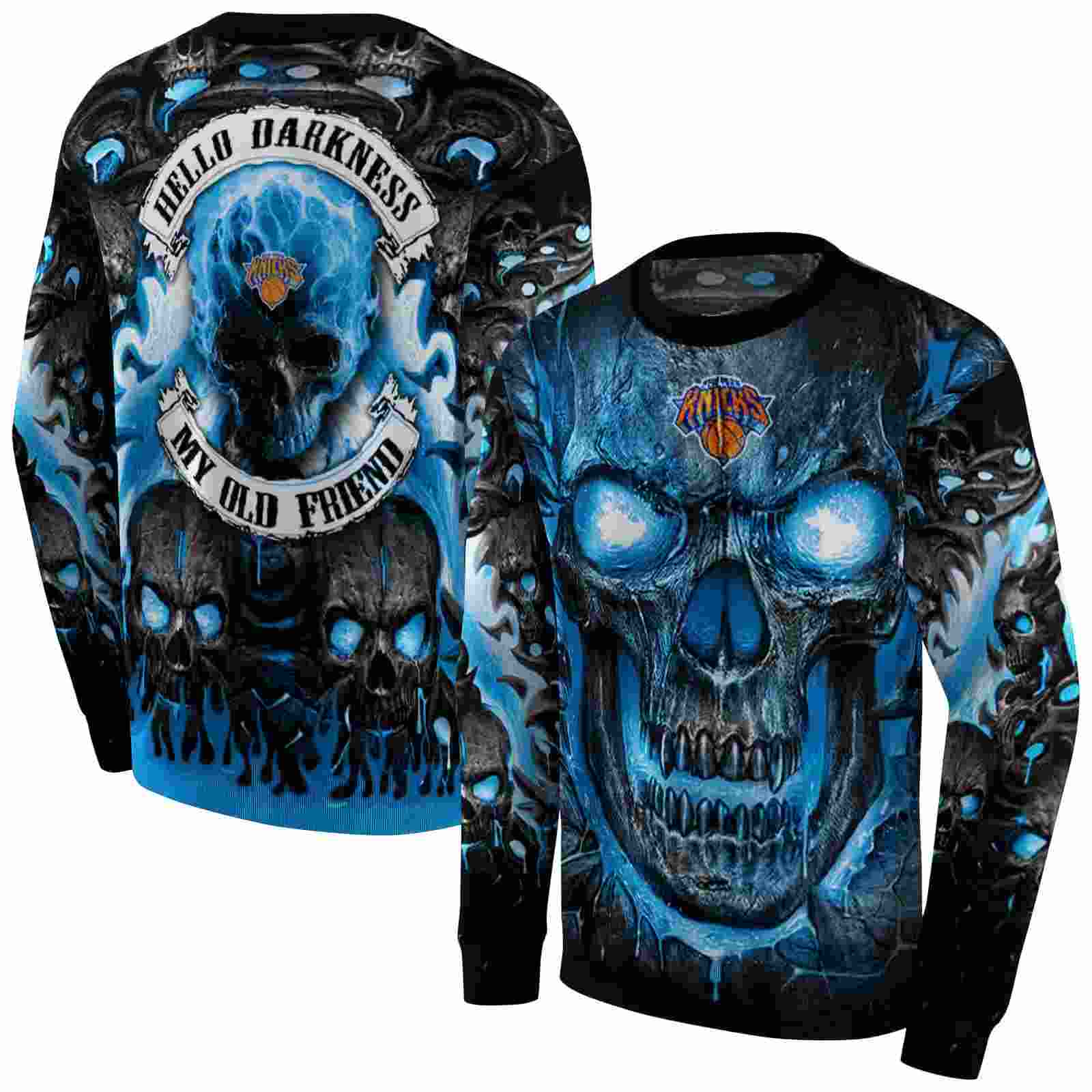 new york knicks demonic skull blue black hoodie premium grade