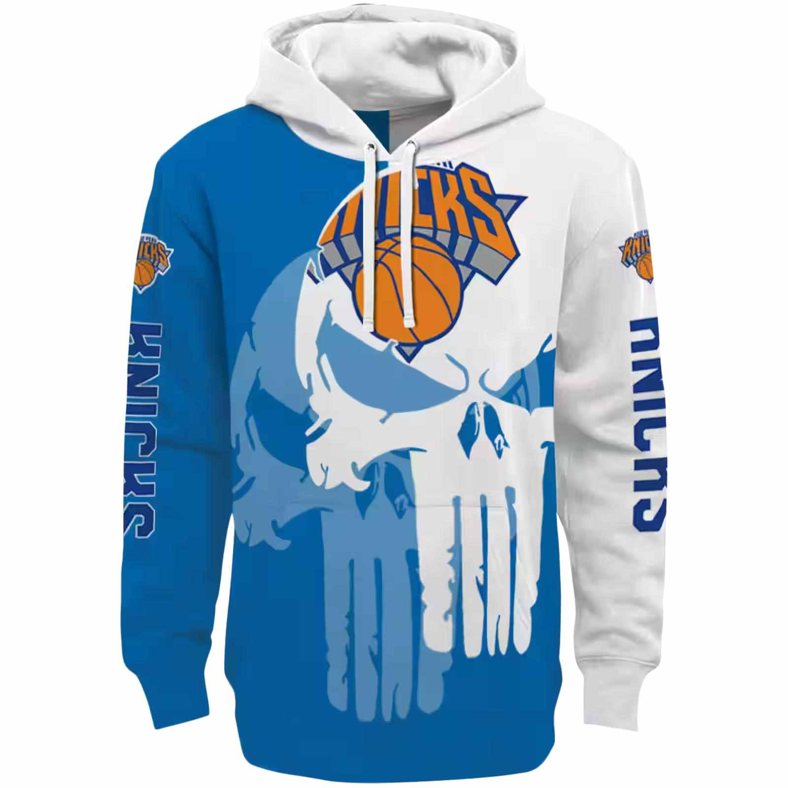 New York Knicks Graphic Punisher Blue White Hoodie