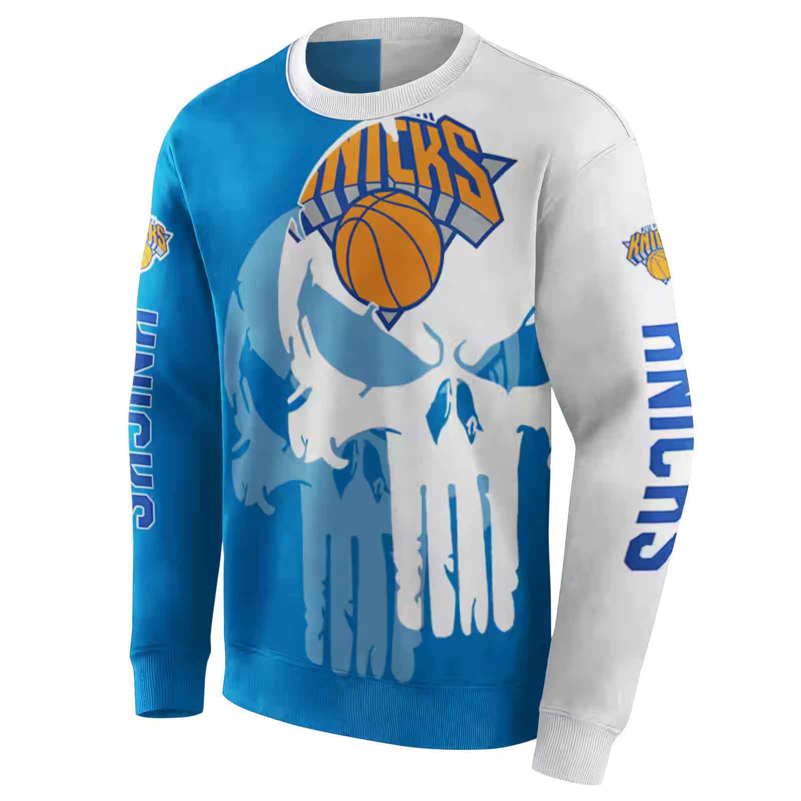 new york knicks graphic punisher blue white hoodie new arrival