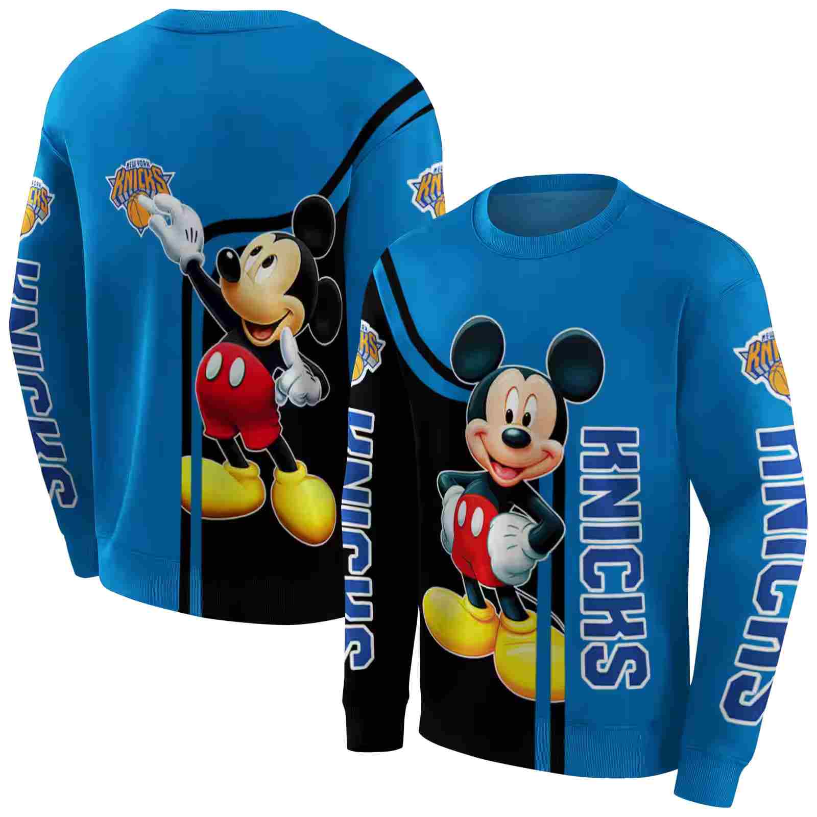 new york knicks mickey mouse blue black hoodie premium grade