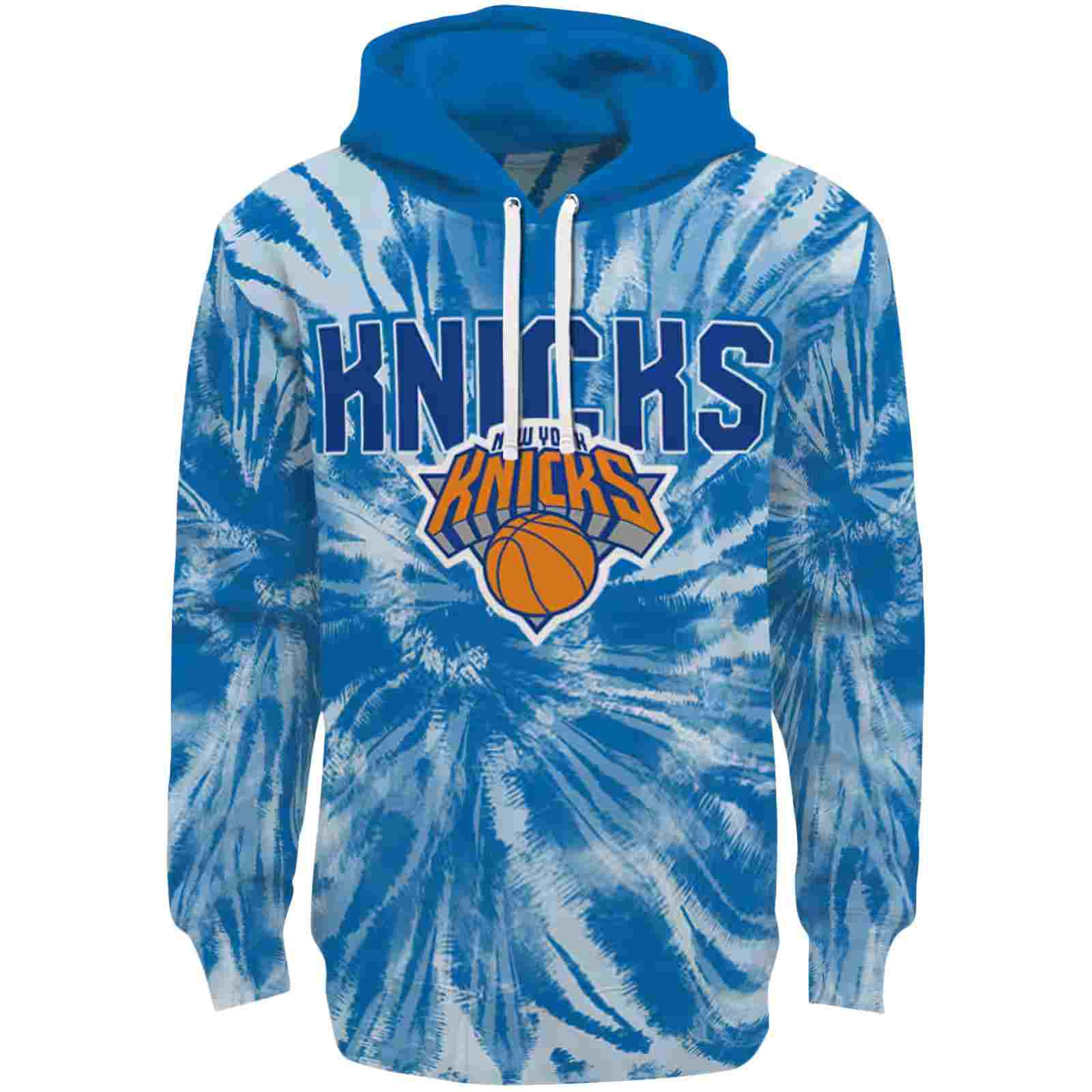 New York Knicks Tie Dye Pattern Blue Hoodie