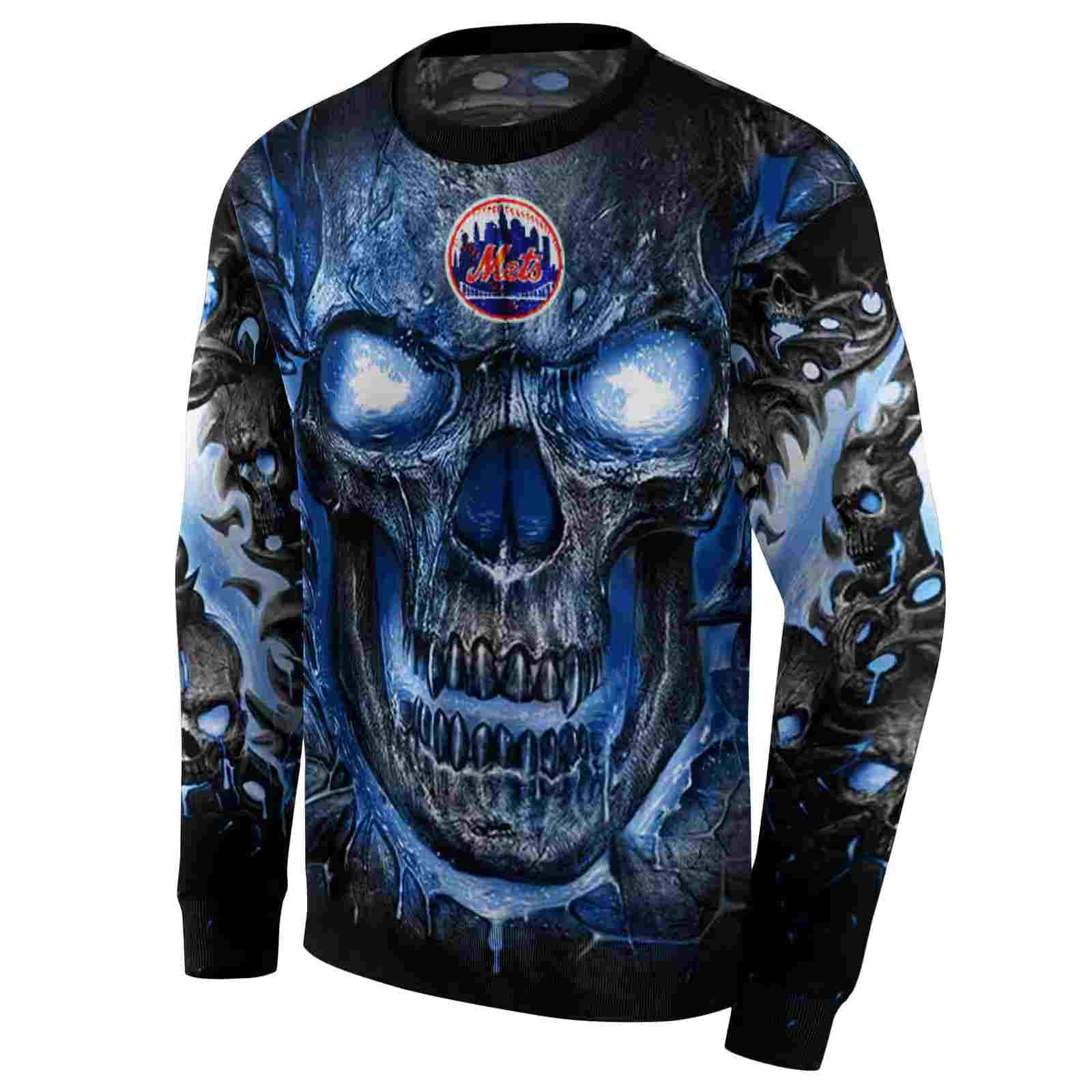 new york mets demonic skull blue black hoodie new arrival