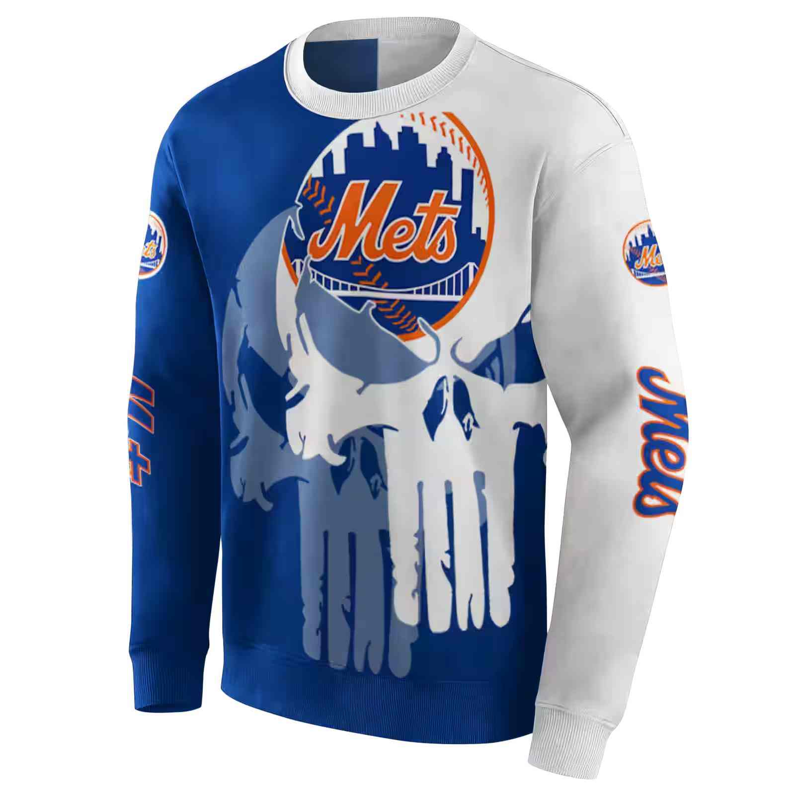 new york mets graphic punisher blue white hoodie new arrival