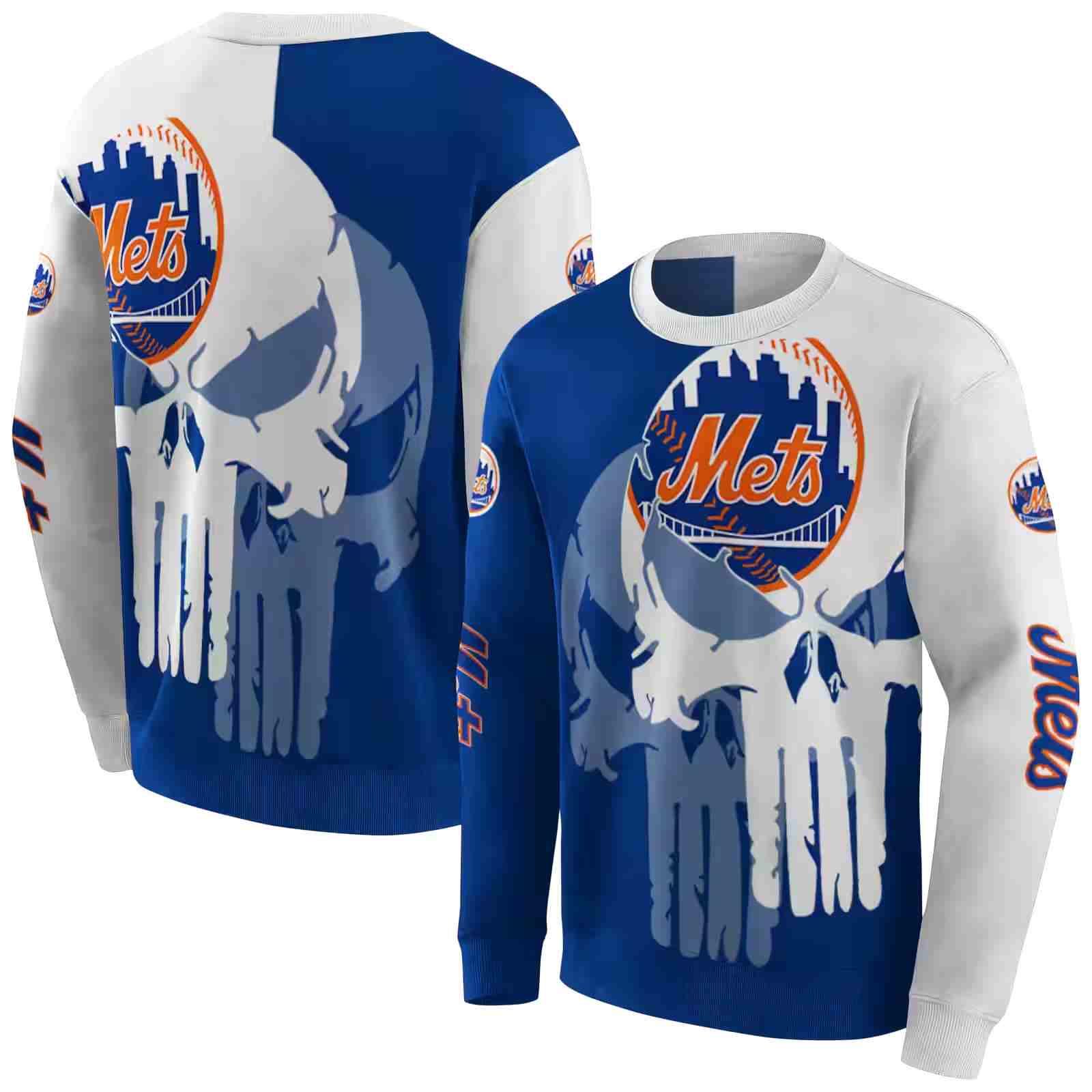 new york mets graphic punisher blue white hoodie premium grade